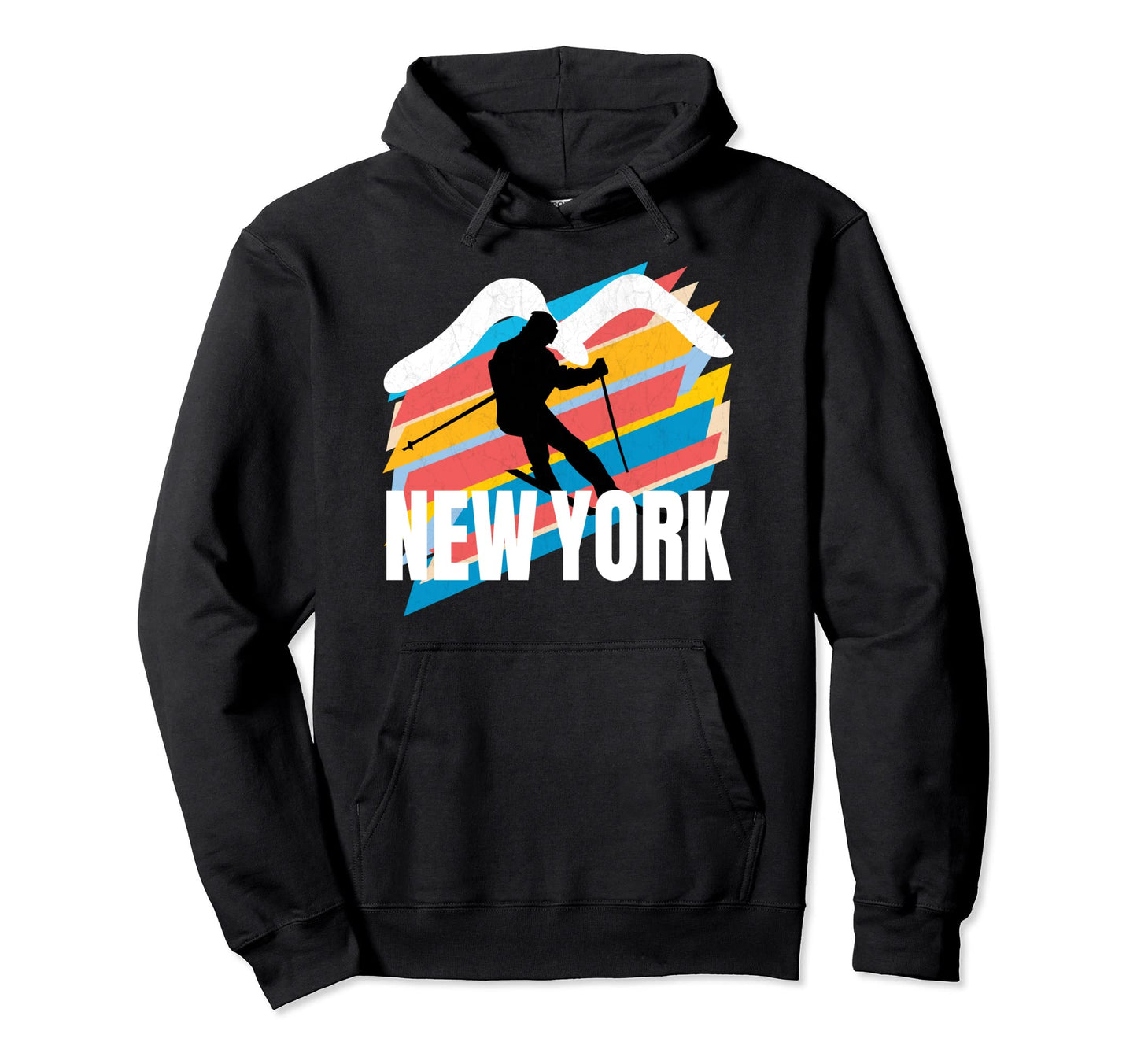 Slalom Skier Poles New York Striped Hoodie - Fun Novelty Design Men Women - T-Shirt, Sweatshirt, Hoodie