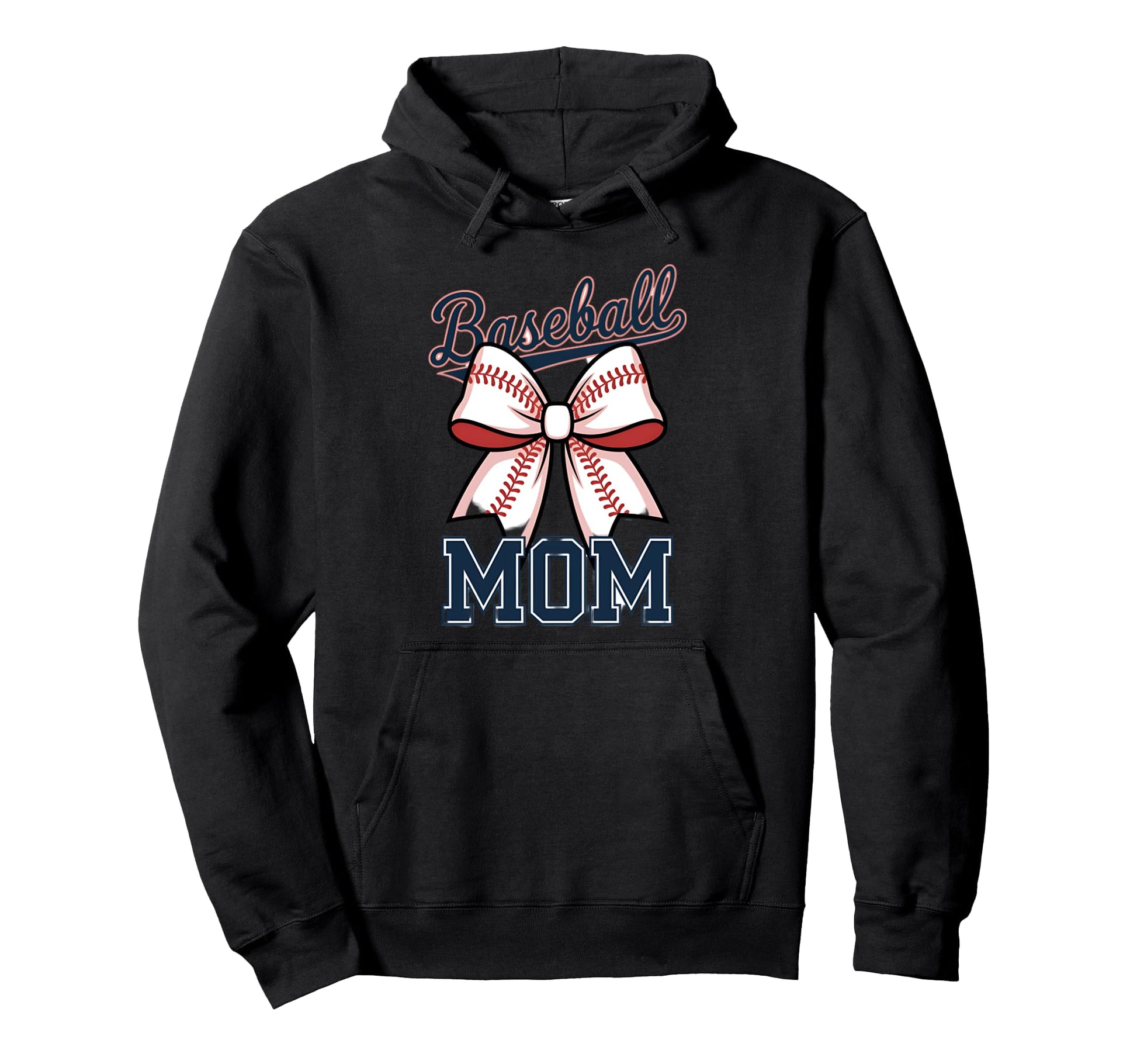 Baseball Mom Coquette Bow Hoodie - Novelty Apparel Unisex - T-Shirt, Sweatshirt, Hoodie