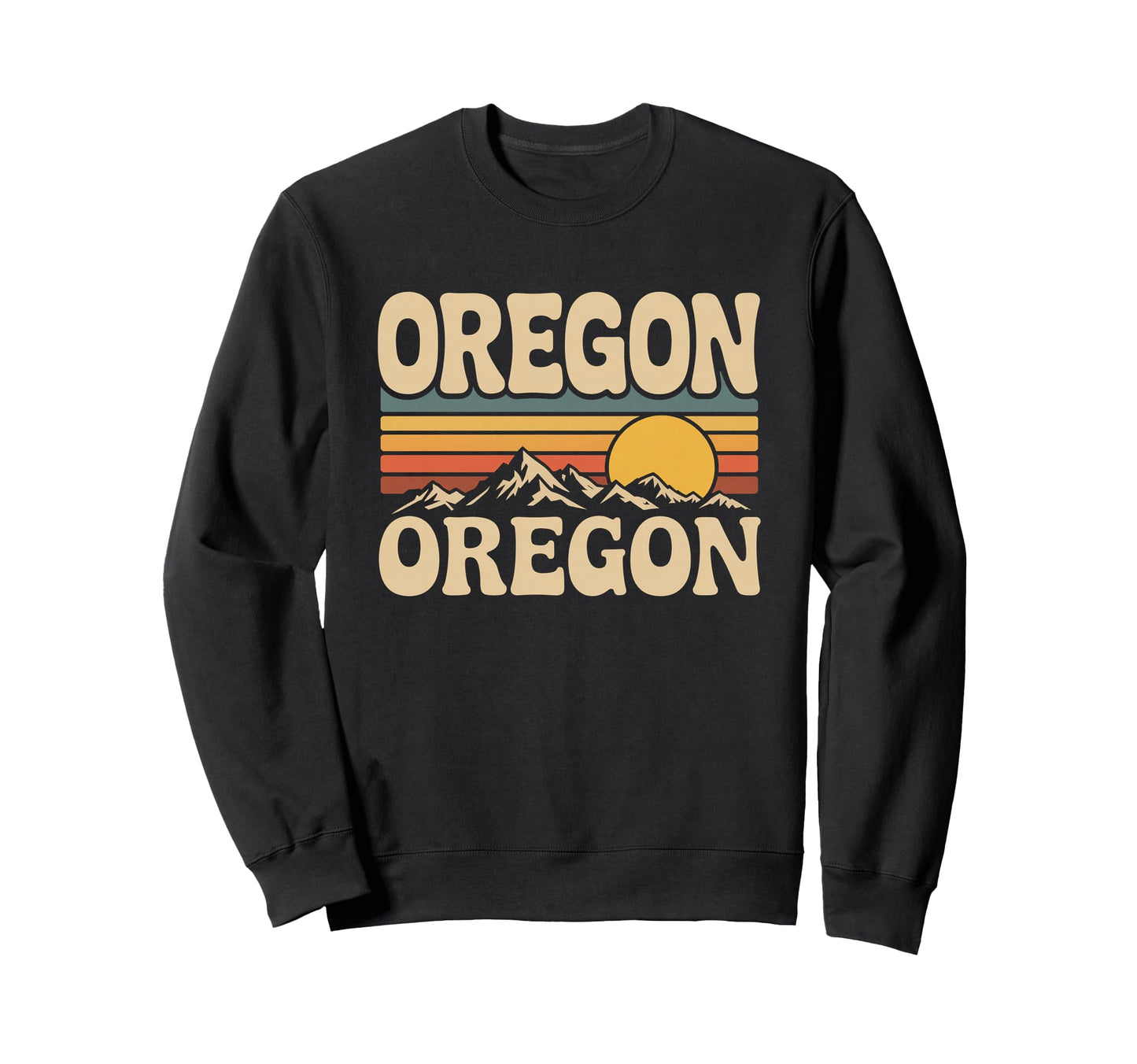 Oregon Mountain Sunset 70S State Sweatshirt - Unique Graphic Men Women - T-Shirt, Sweatshirt, Hoodie