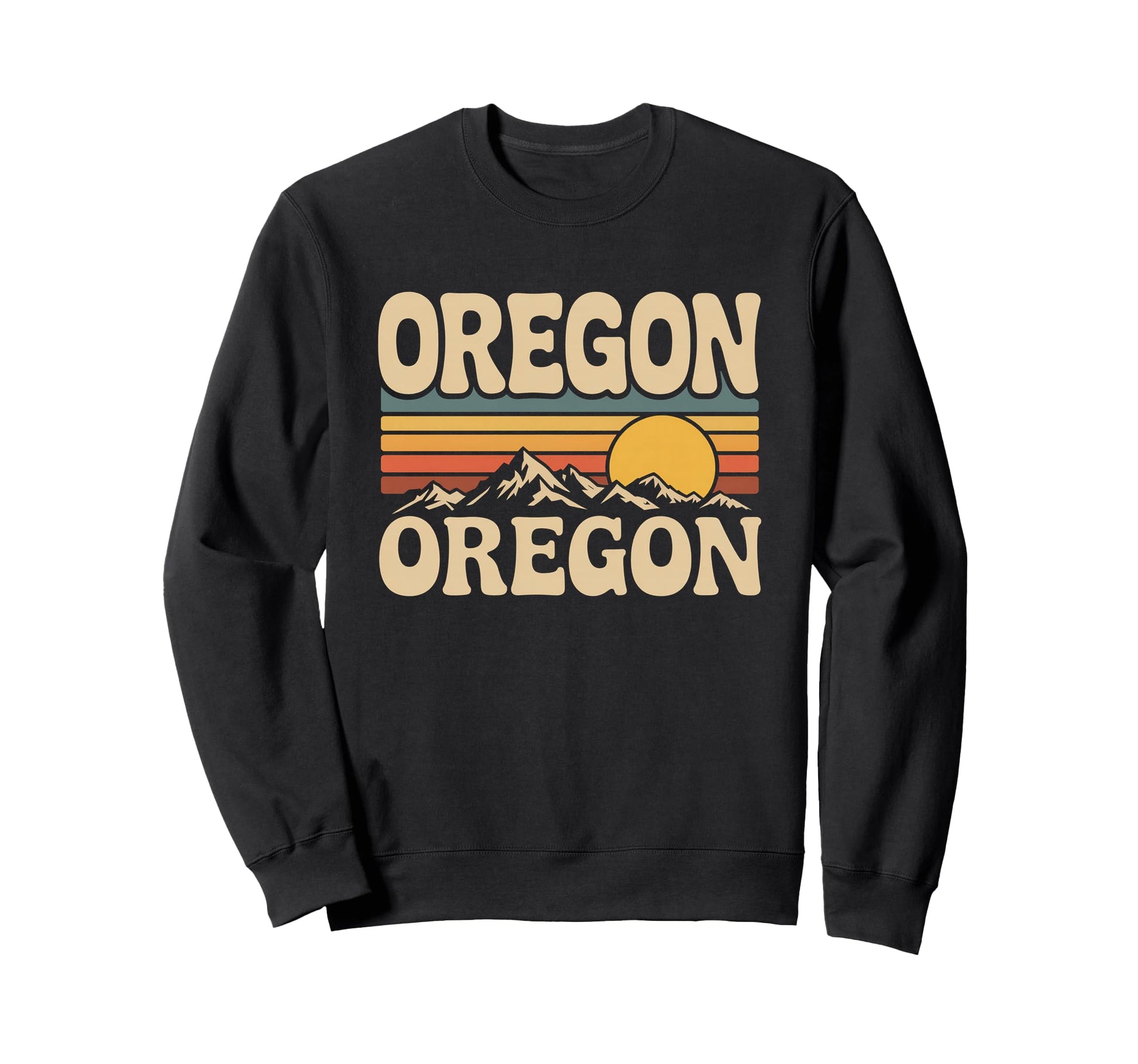 Oregon Mountain Sunset 70S State Sweatshirt - Unique Graphic Men Women - T-Shirt, Sweatshirt, Hoodie