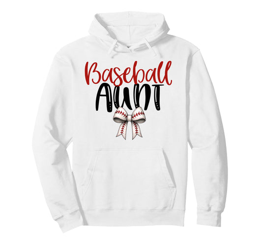 Baseball Aunt Coquette Bow Game Day Hoodie - Custom Art Print for Adults - T-Shirt, Sweatshirt, Hoodie