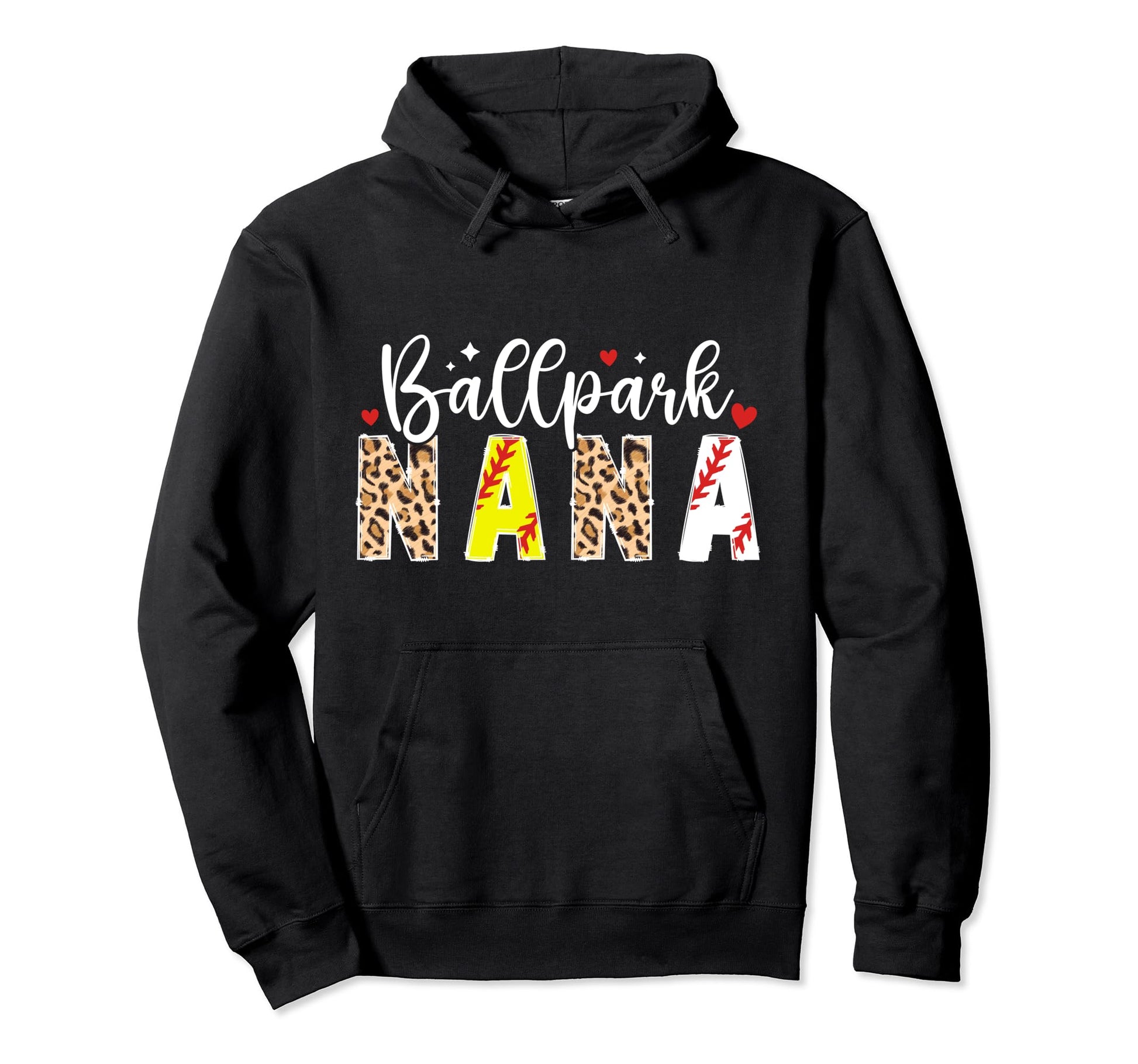 Ballpark Nana Leopard Baseball Softball Hoodie - Streetwear Style Unisex - T-Shirt, Sweatshirt, Hoodie