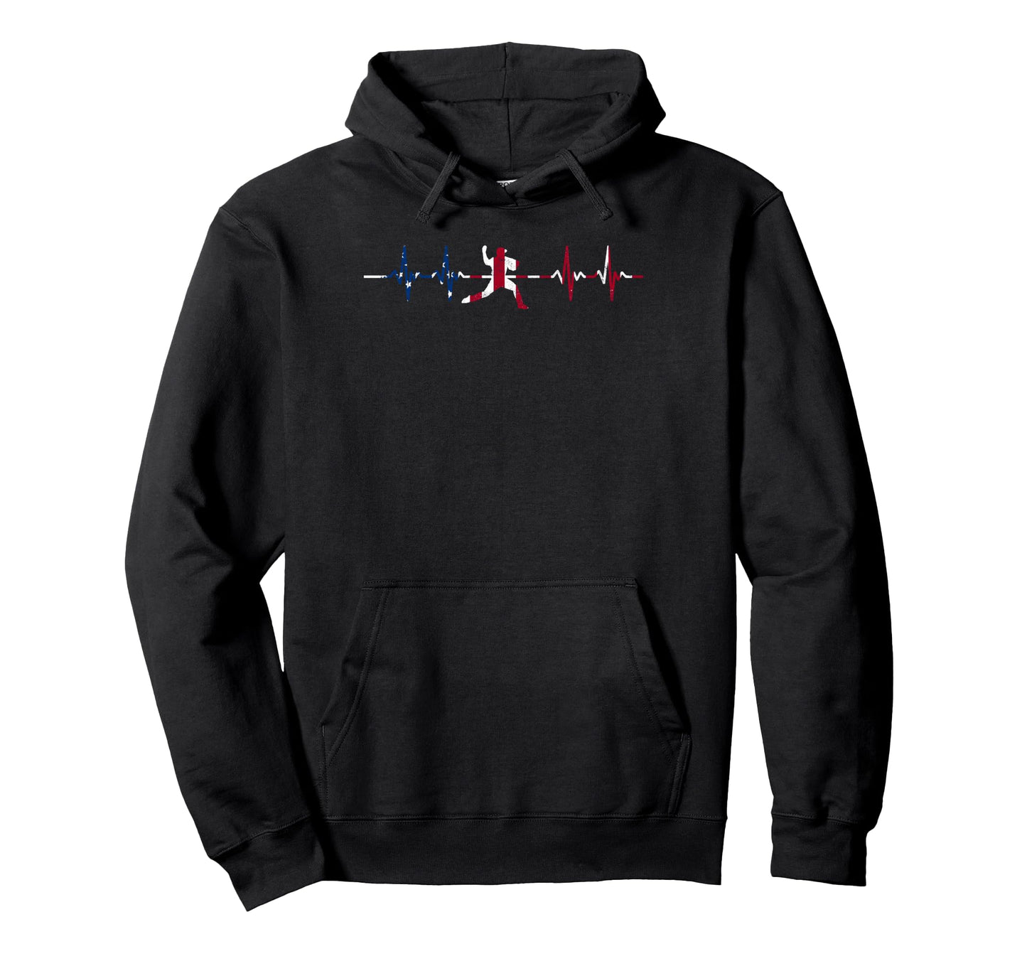 Baseball Heartbeat Us Flag Player Coach Hoodie - Trendy Graphic Men Women - T-Shirt, Sweatshirt, Hoodie