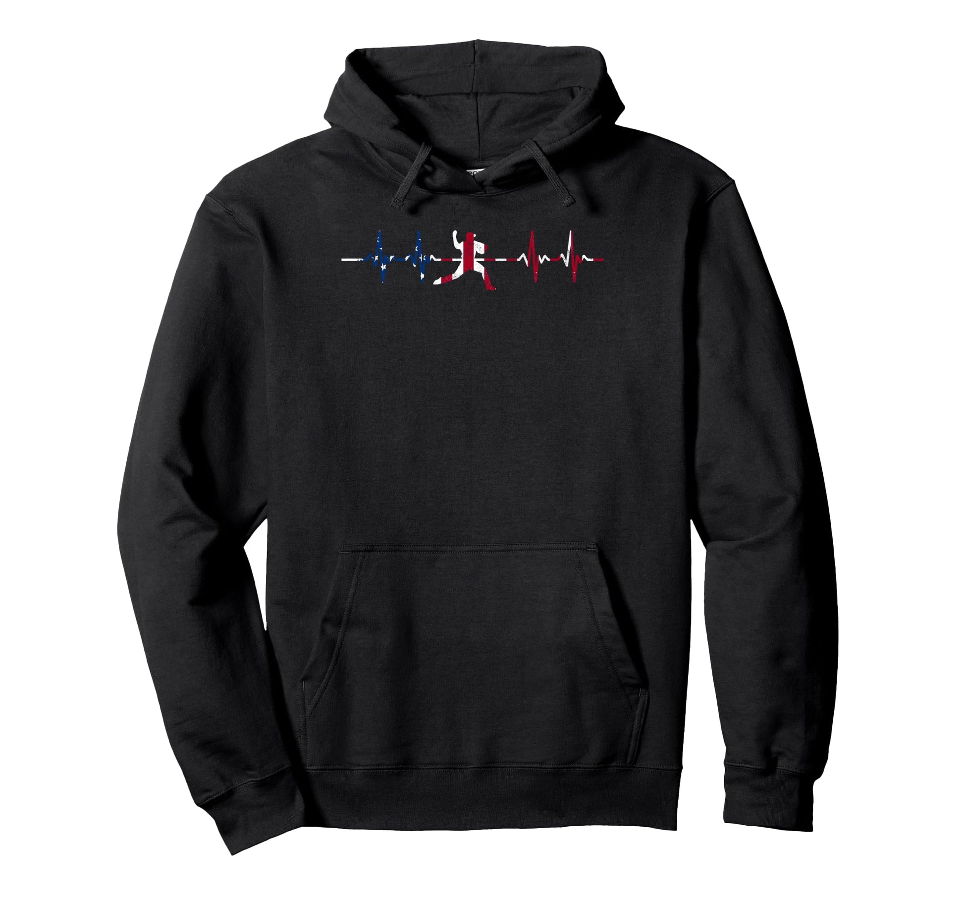 Baseball Heartbeat Us Flag Player Coach Hoodie - Trendy Graphic Men Women - T-Shirt, Sweatshirt, Hoodie