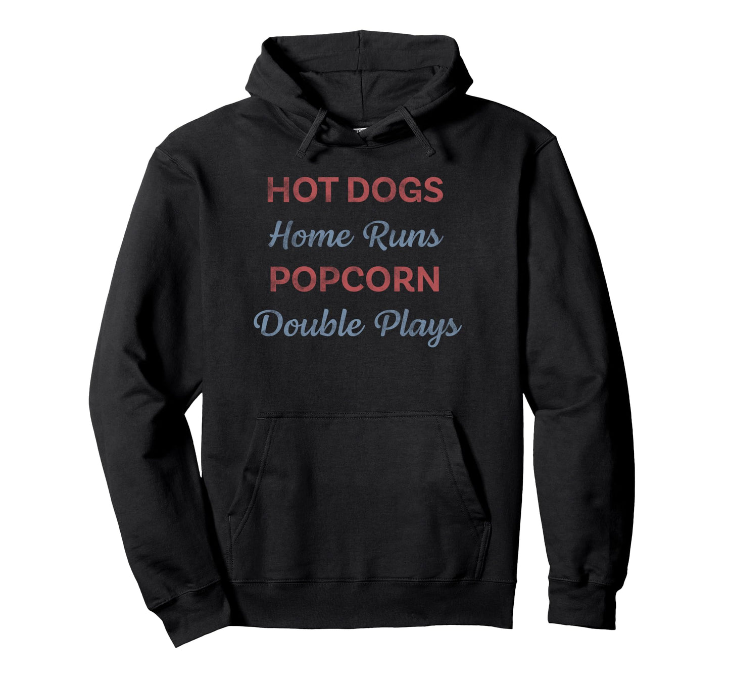 Hot Dogs Home Runs Popcorn Double Hoodie - Minimalist Print for Adults - T-Shirt, Sweatshirt, Hoodie