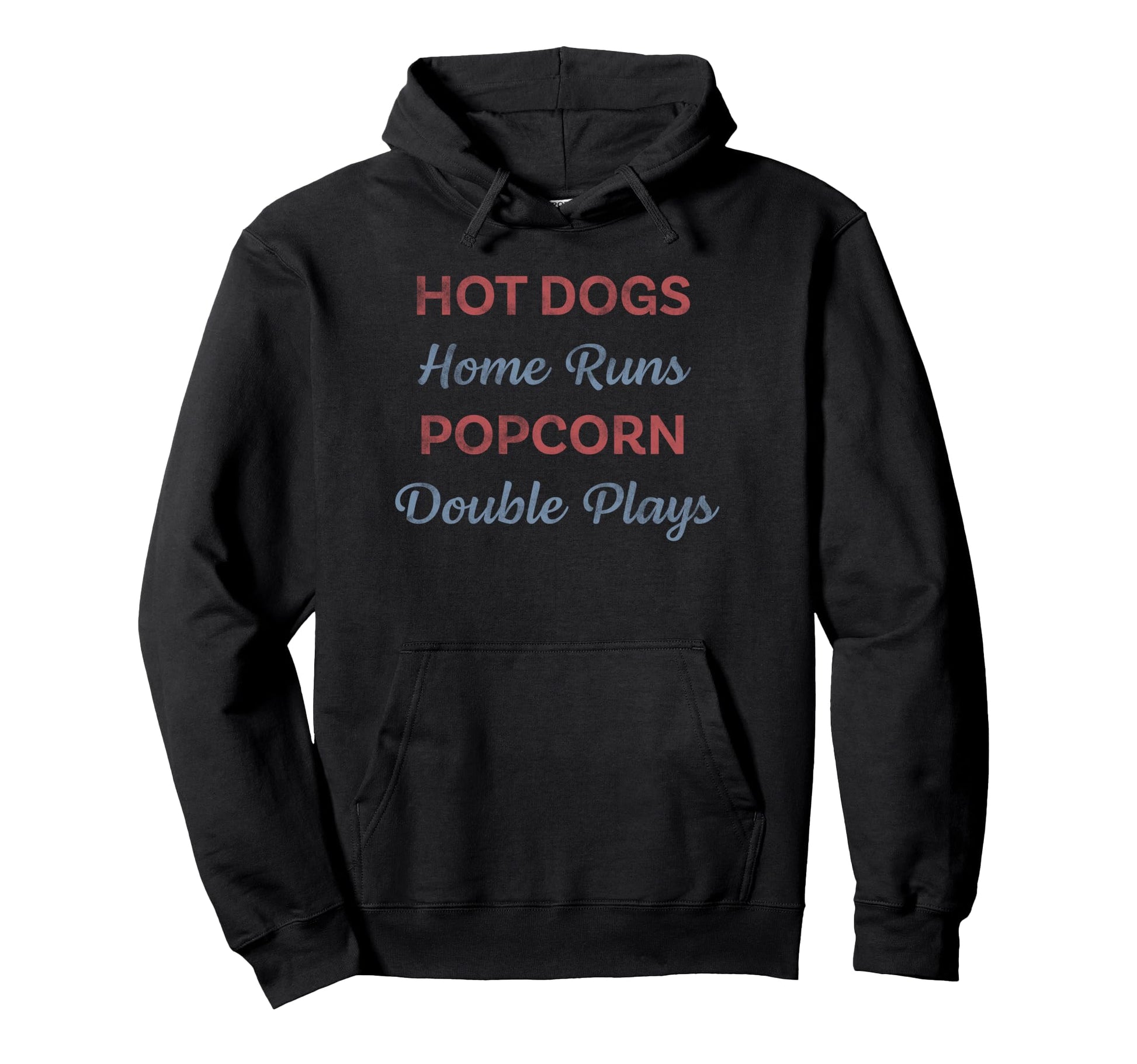 Hot Dogs Home Runs Popcorn Double Hoodie - Minimalist Print for Adults - T-Shirt, Sweatshirt, Hoodie