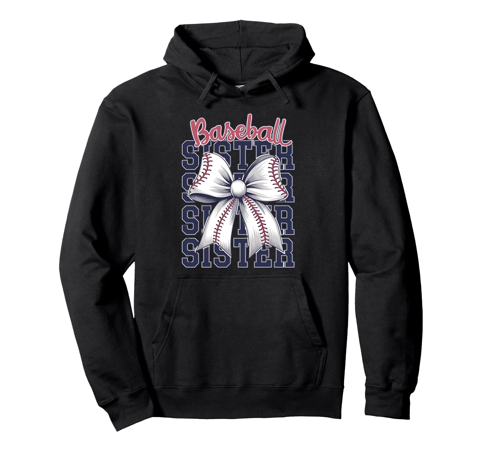 Baseball Sister Coquette Bow Hoodie - Streetwear Style Unisex - T-Shirt, Sweatshirt, Hoodie