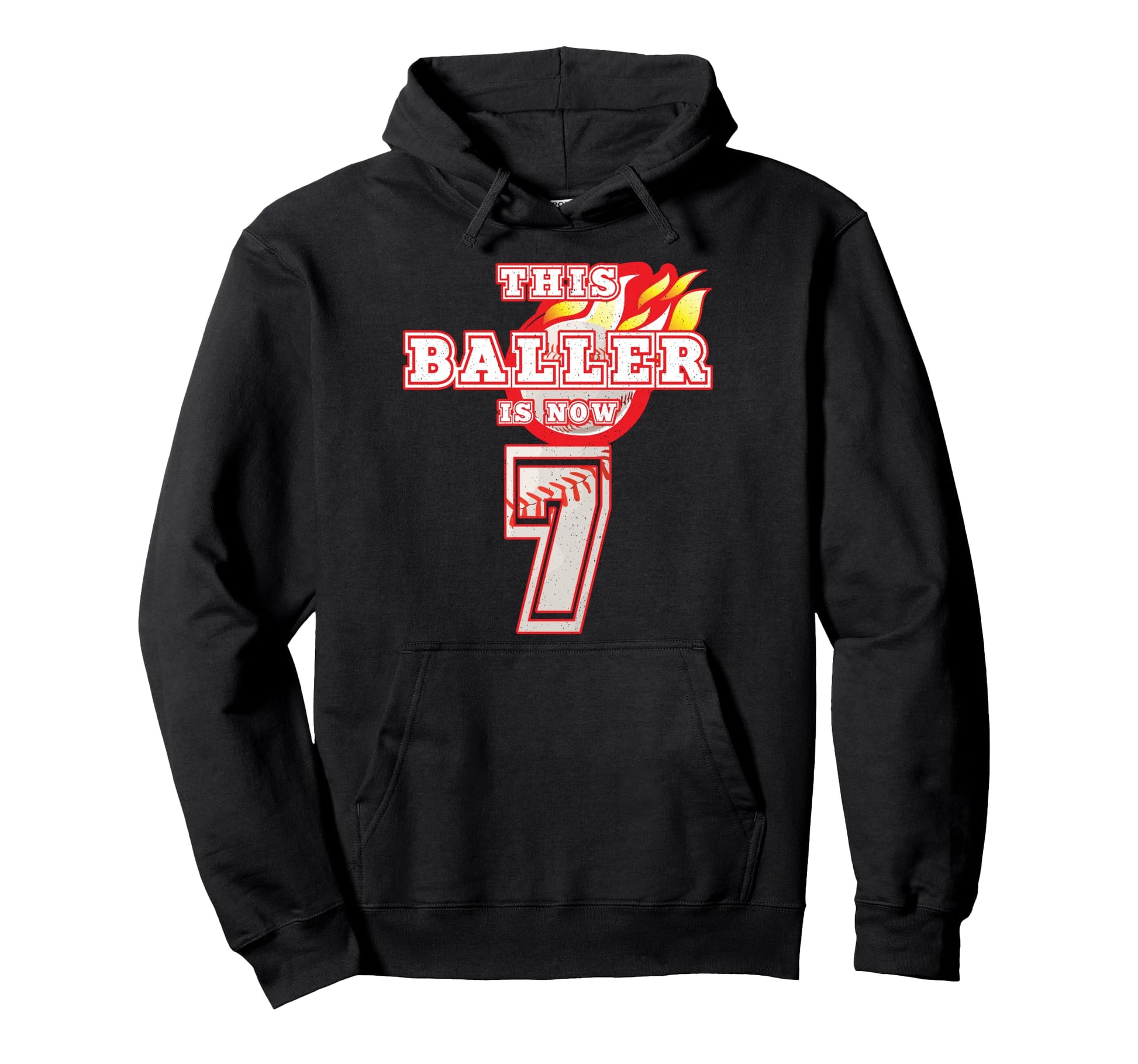 This Baller Is Now 7 Baseball 7Th Hoodie - Aesthetic Graphic for Adults - T-Shirt, Sweatshirt, Hoodie