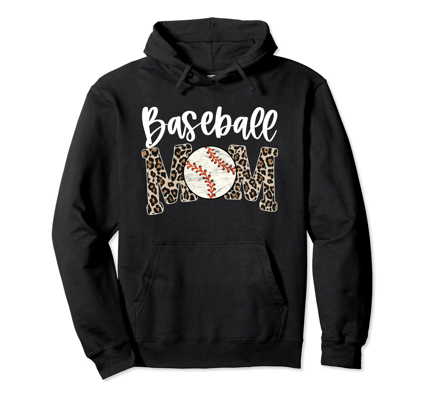 Leopard Baseball Mom Baseball Mama Hoodie - Fun Novelty Design Men Women - T-Shirt, Sweatshirt, Hoodie
