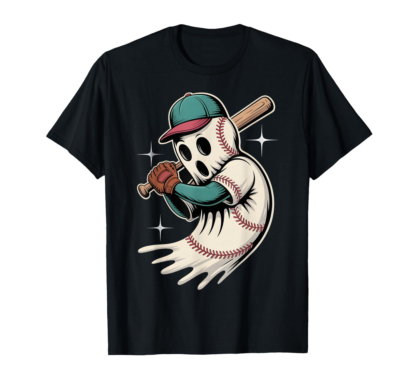 Baseball Ghost Halloween Sports T-Shirt - Novelty Apparel for Adults - T-Shirt, Sweatshirt, Hoodie