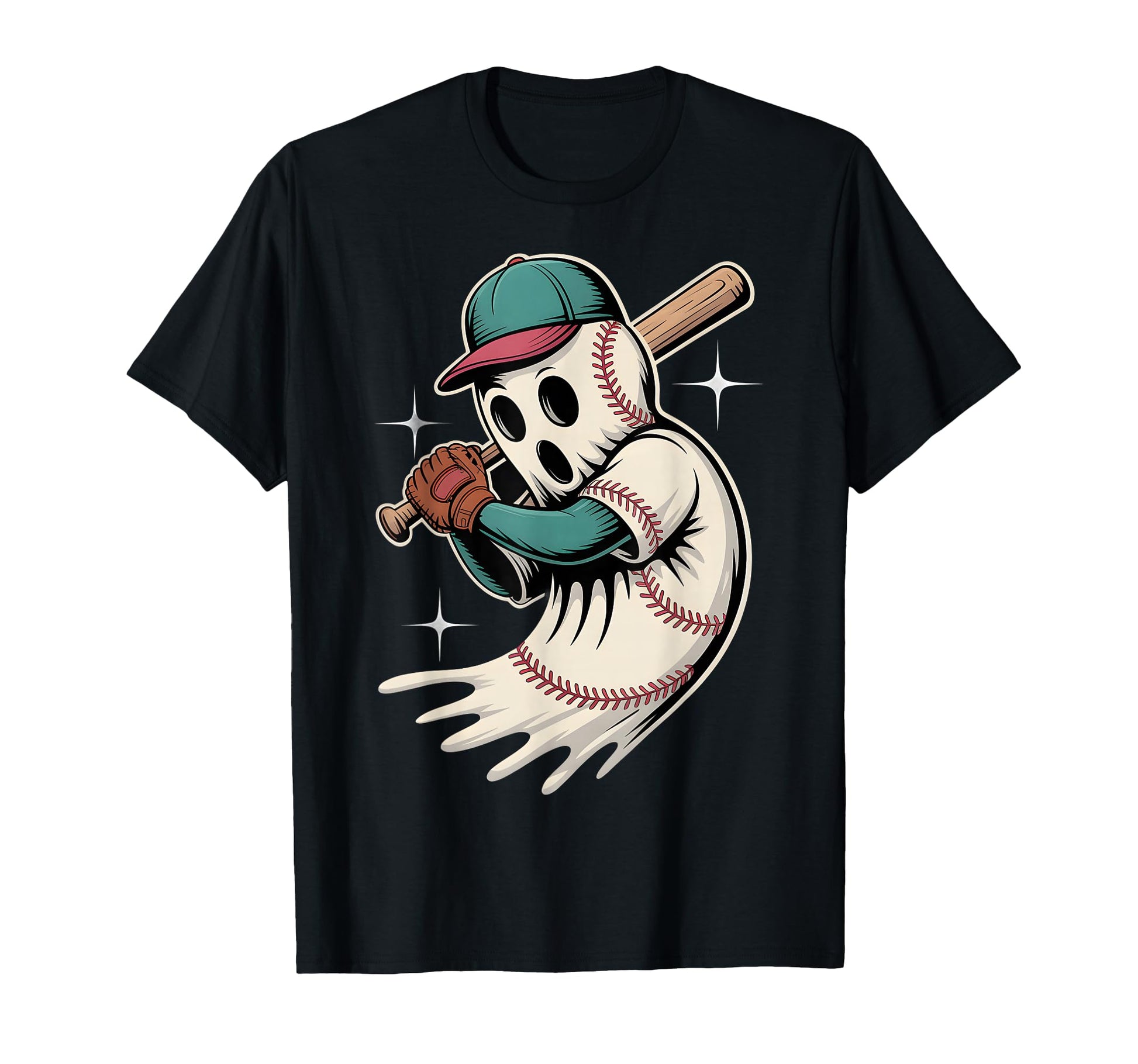 Baseball Ghost Halloween Sports T-Shirt - Novelty Apparel for Adults - T-Shirt, Sweatshirt, Hoodie