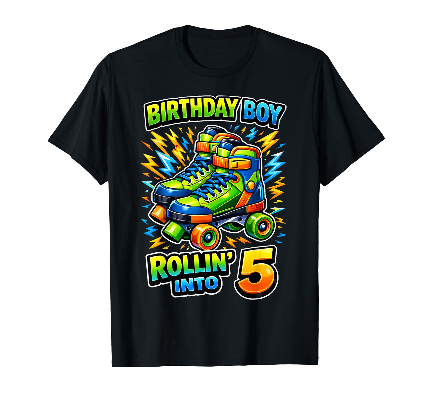 Roller Skating 5Th Birthday Party Rollin T-Shirt - Custom Art Print Unisex - T-Shirt, Sweatshirt, Hoodie