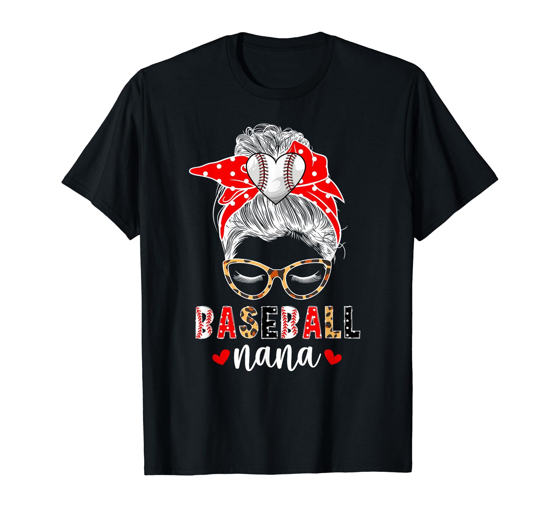 Baseball Nana Messy Bun Nana T-Shirt - Minimalist Print for Adults - T-Shirt, Sweatshirt, Hoodie
