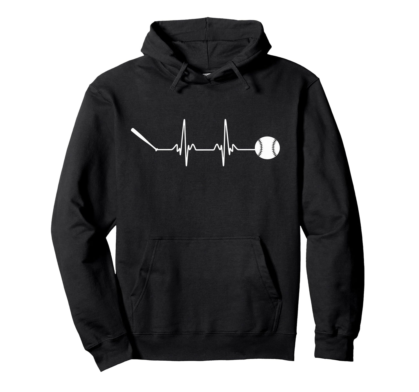 Funny Baseball Heartbeat Line Players Fans Hoodie - Trendy Graphic Unisex - T-Shirt, Sweatshirt, Hoodie