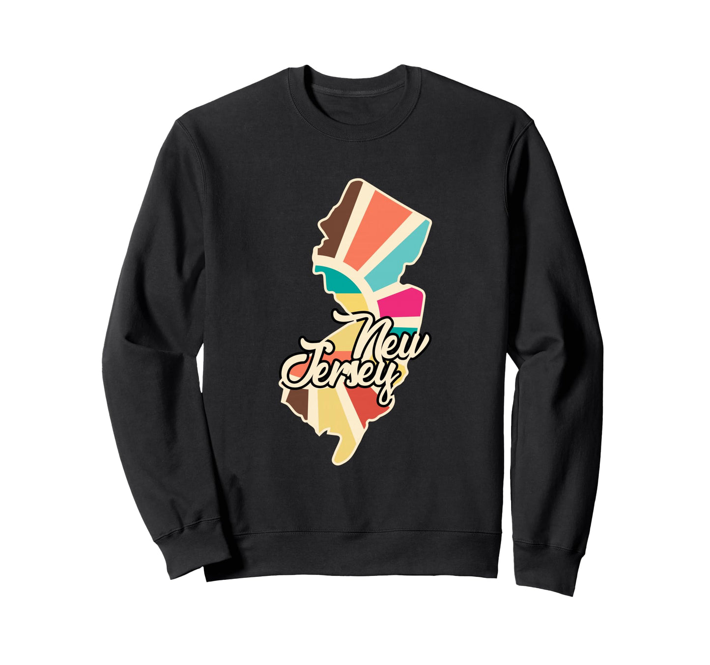 New Jersey Pride Map Art Sweatshirt - Fun Novelty Design for Adults - T-Shirt, Sweatshirt, Hoodie