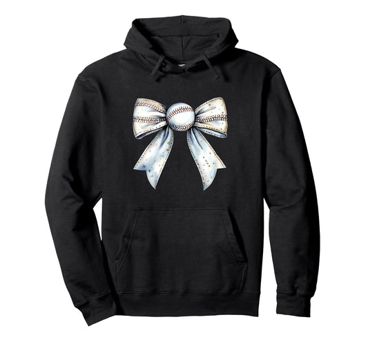Baseball Coquette Bow Baseball Mom Hoodie - Custom Art Print for Adults - T-Shirt, Sweatshirt, Hoodie