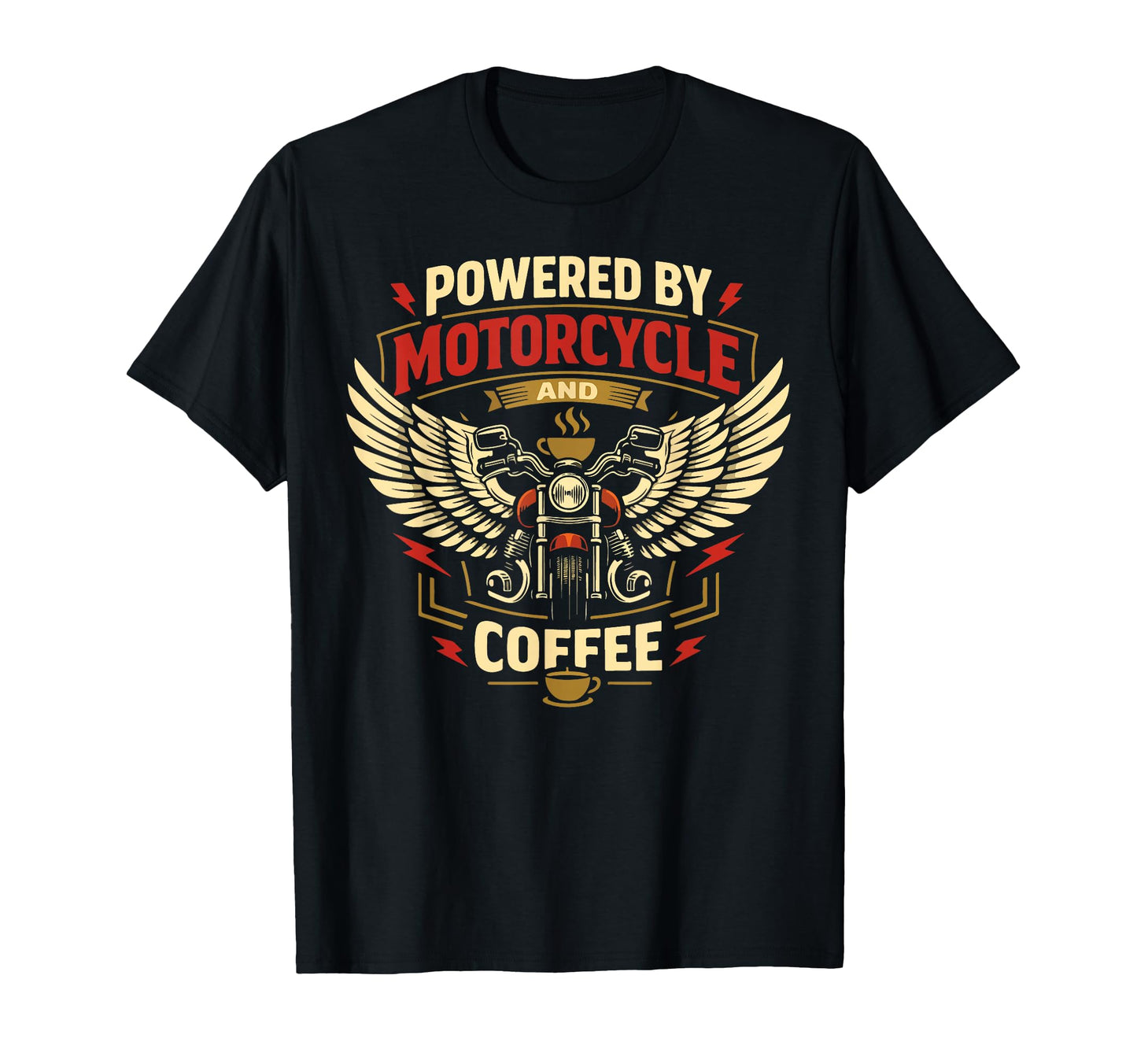 Motorcycle Biker Coffee Powered T-Shirt - Aesthetic Graphic for Adults - T-Shirt, Sweatshirt, Hoodie