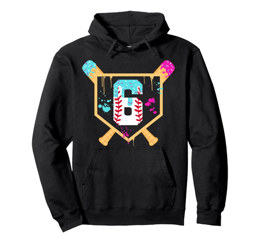 Baseball 6 Year Old Ice Cream Drip 6Th Hoodie - Graphic Print Men Women - T-Shirt, Sweatshirt, Hoodie