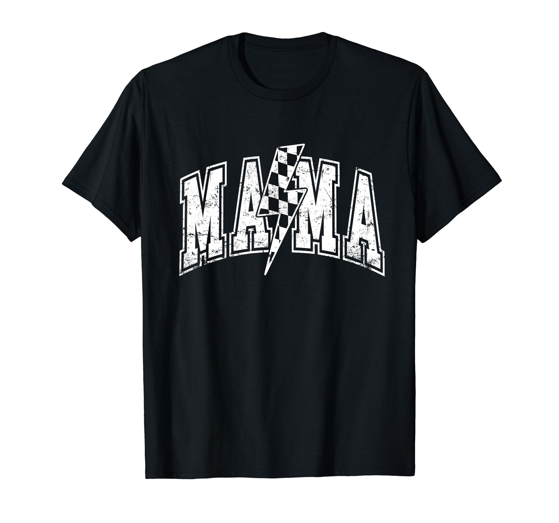Mama Lightning Bolt Checkered Varsity T-Shirt - Graphic Print Men Women - T-Shirt, Sweatshirt, Hoodie
