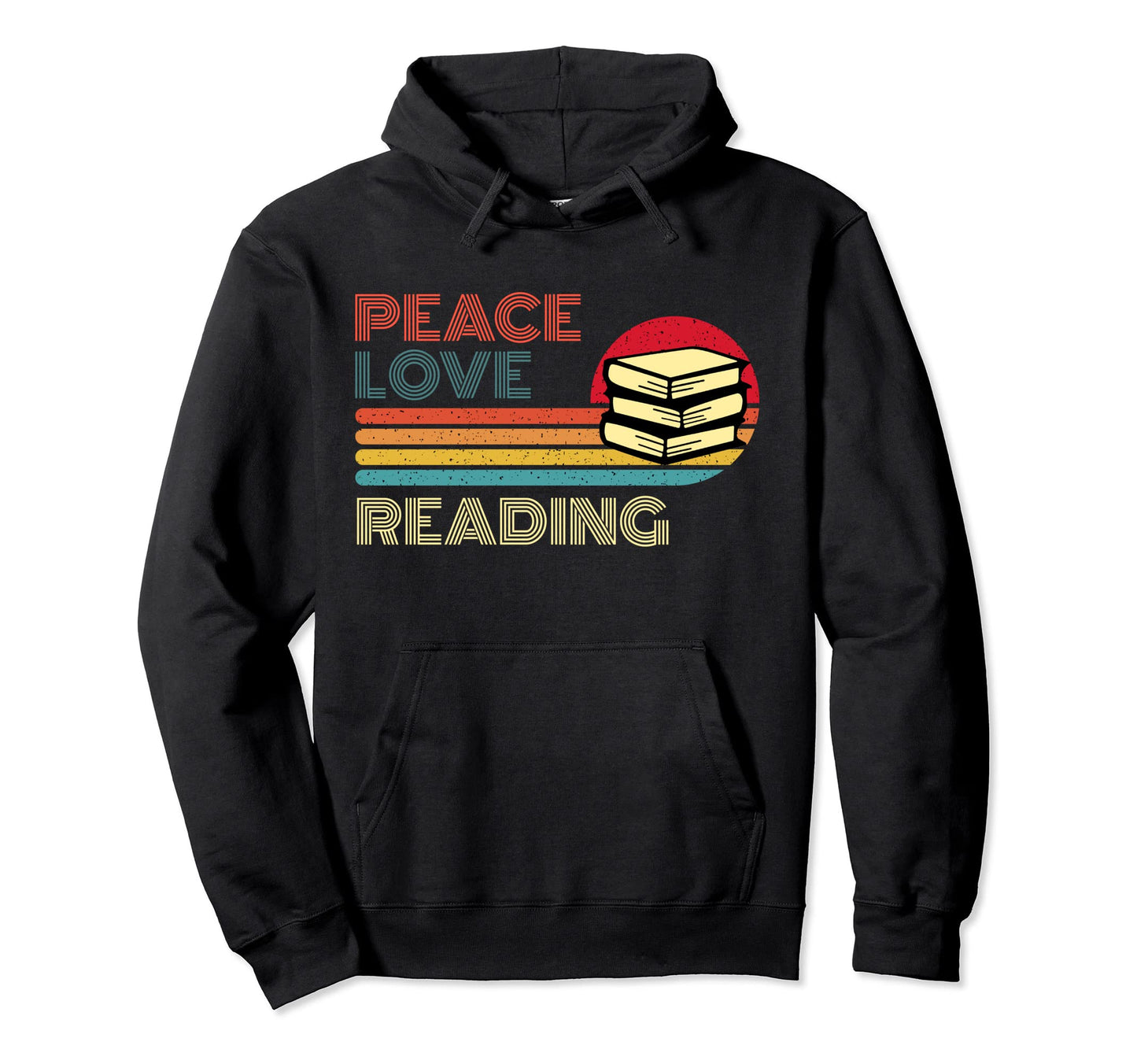 Peace Love Reading Striped Sunset Hoodie - Streetwear Style for Adults - T-Shirt, Sweatshirt, Hoodie