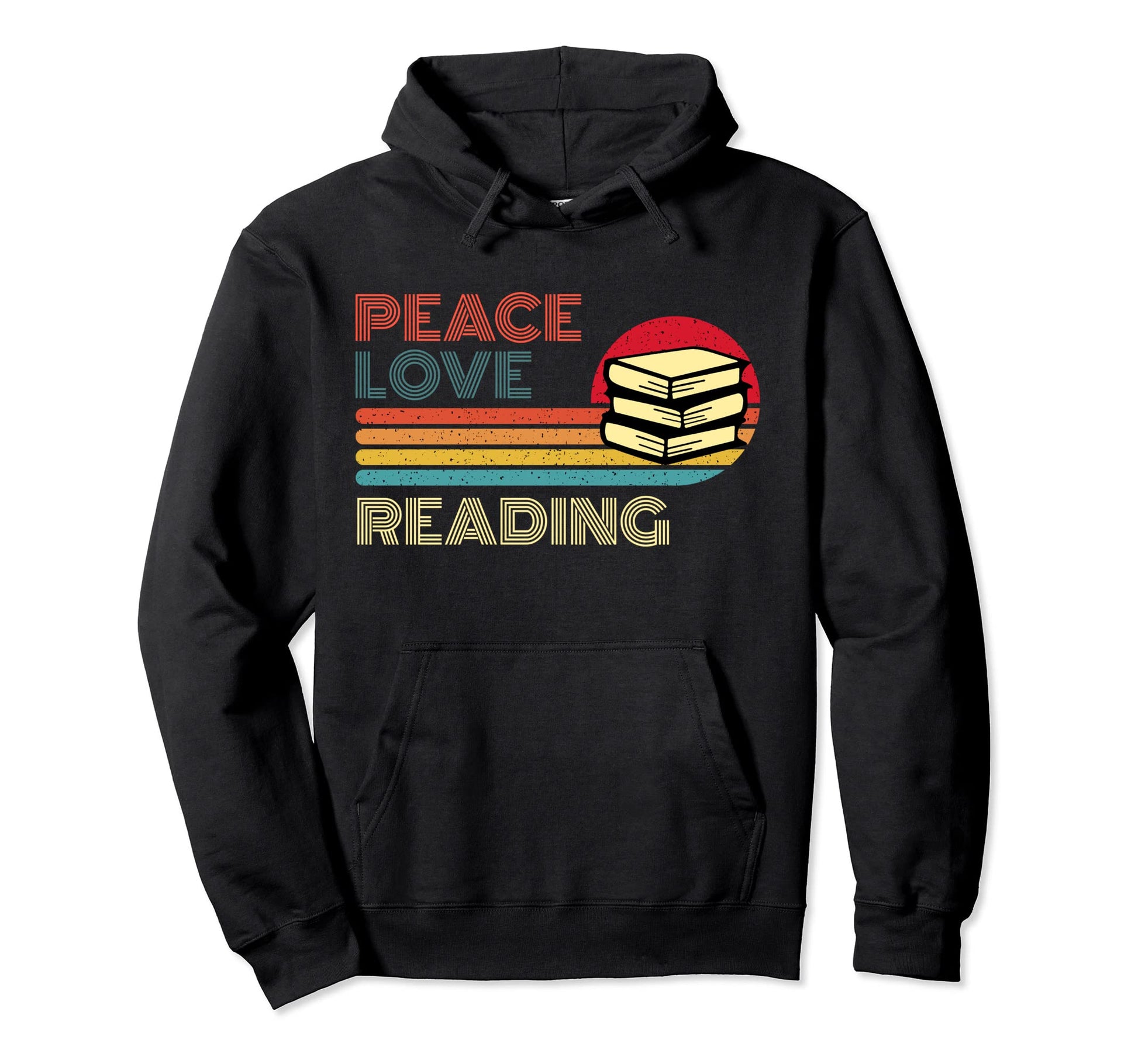Peace Love Reading Striped Sunset Hoodie - Streetwear Style for Adults - T-Shirt, Sweatshirt, Hoodie