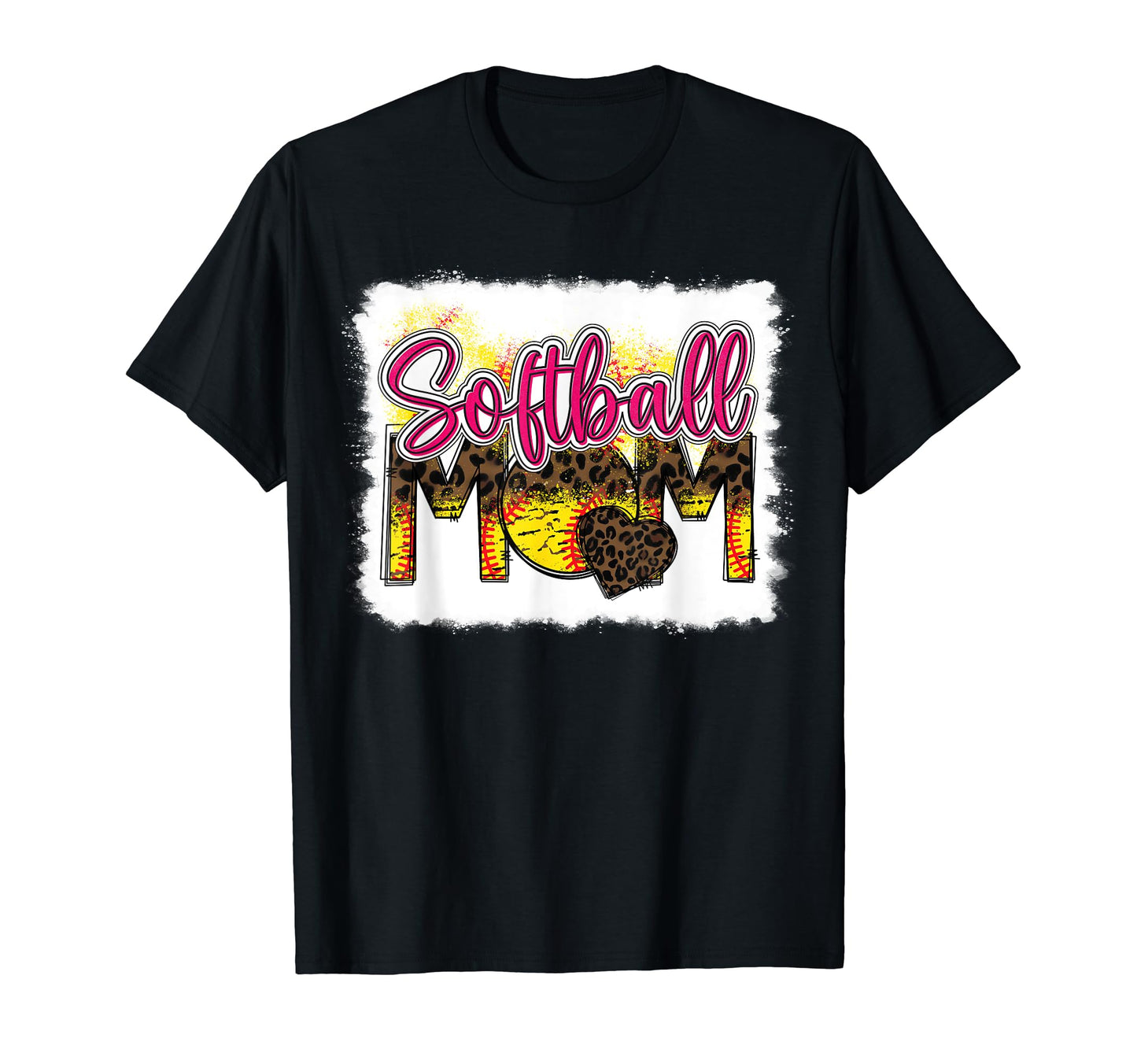 Bleached Softball Mom Leopard Funny T-Shirt - Fun Novelty Design Unisex - T-Shirt, Sweatshirt, Hoodie