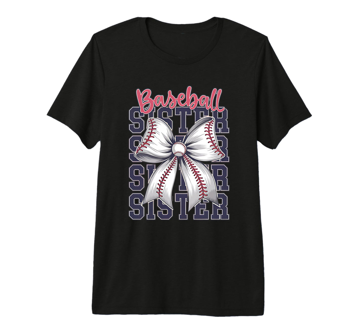 Baseball Sister Coquette Bow Tri T-Shirt - Fun Novelty Design for Adults - T-Shirt, Sweatshirt, Hoodie
