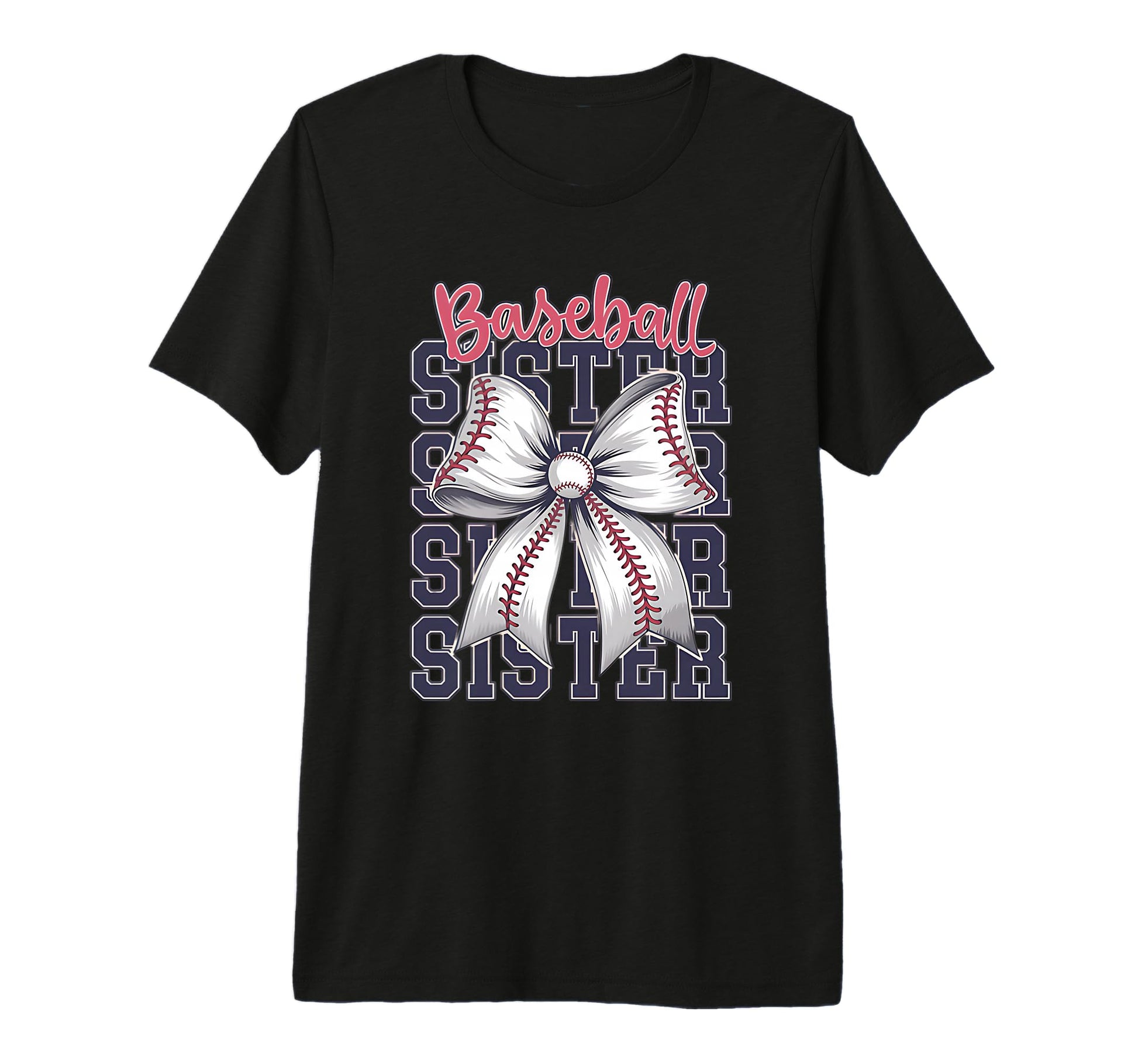 Baseball Sister Coquette Bow Tri T-Shirt - Fun Novelty Design for Adults - T-Shirt, Sweatshirt, Hoodie