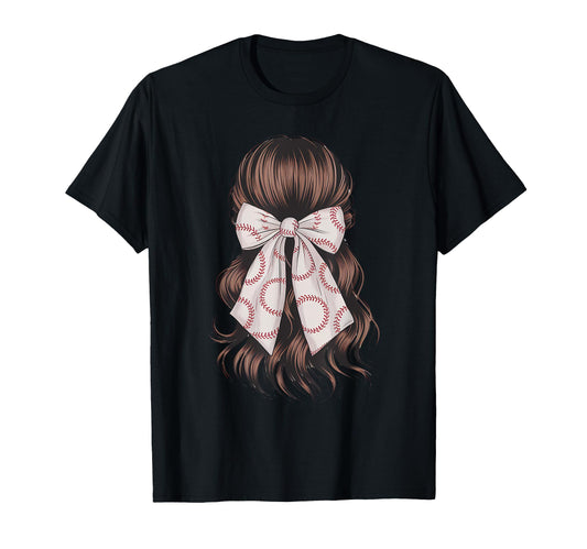 Baseball Coquette Bow Baseball Player T-Shirt - Novelty Apparel for Adults - T-Shirt, Sweatshirt, Hoodie