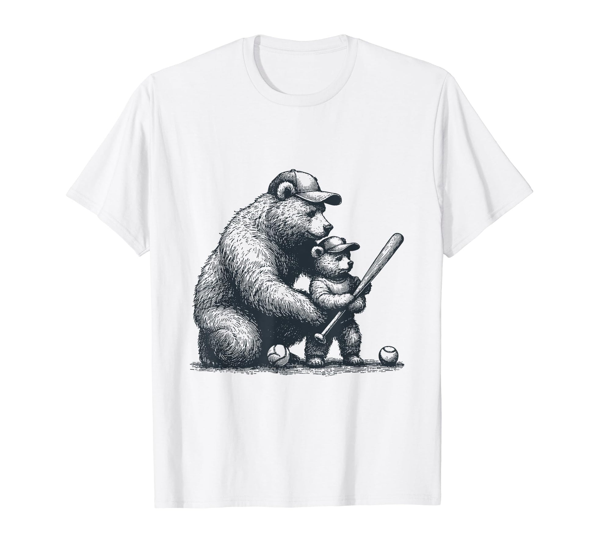 Dad Funny Baseball Bear Dad And Son Son T-Shirt - Unique Graphic for Adults - T-Shirt, Sweatshirt, Hoodie