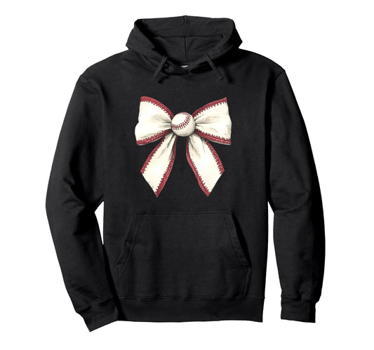 Baseball Coquette Bow Baseball Game Hoodie - Novelty Apparel Unisex - T-Shirt, Sweatshirt, Hoodie