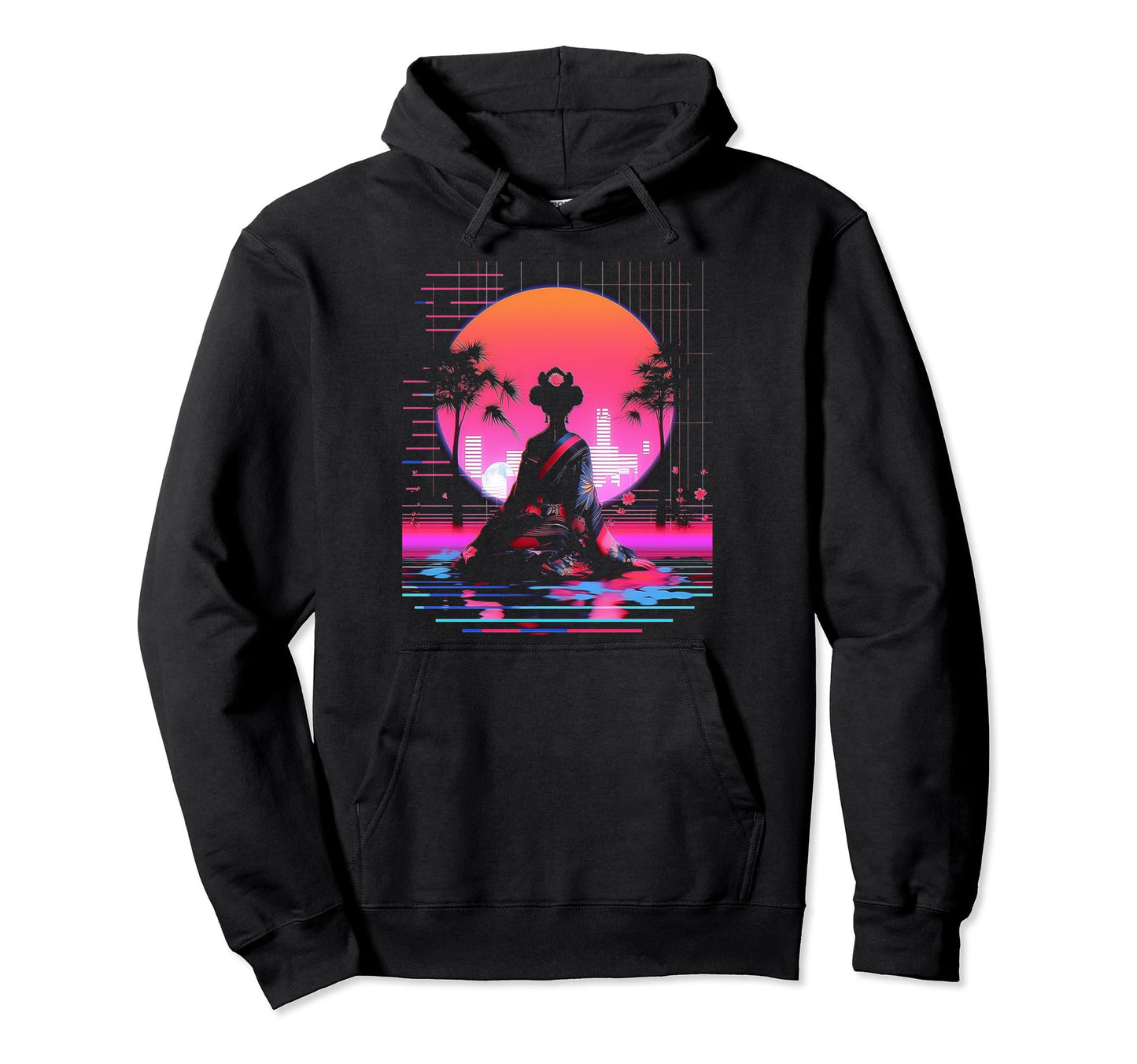 Vaporwave Geisha 80S Synthwave 1 Hoodie - Trendy Graphic for Adults - T-Shirt, Sweatshirt, Hoodie