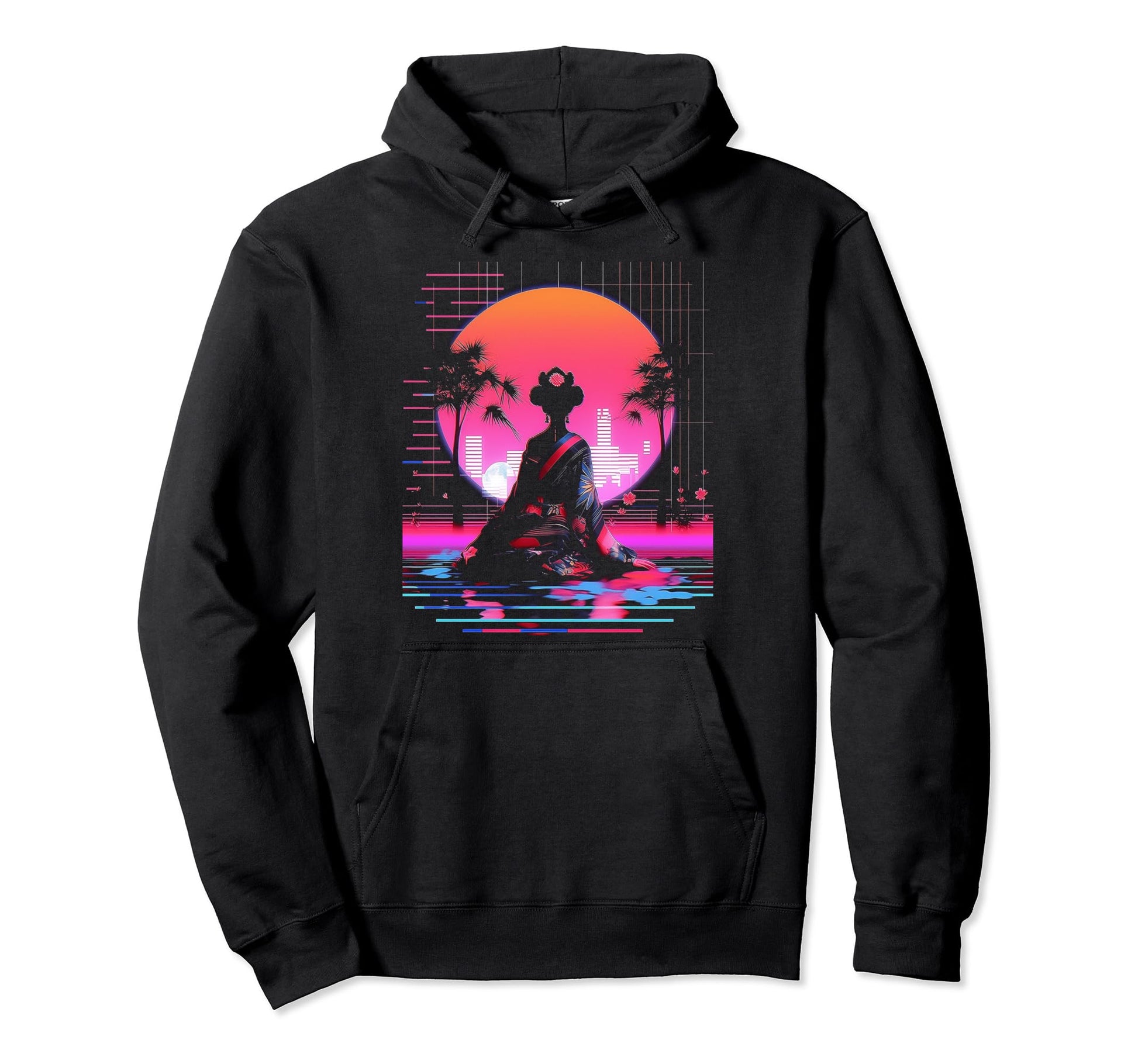 Vaporwave Geisha 80S Synthwave 1 Hoodie - Trendy Graphic for Adults - T-Shirt, Sweatshirt, Hoodie