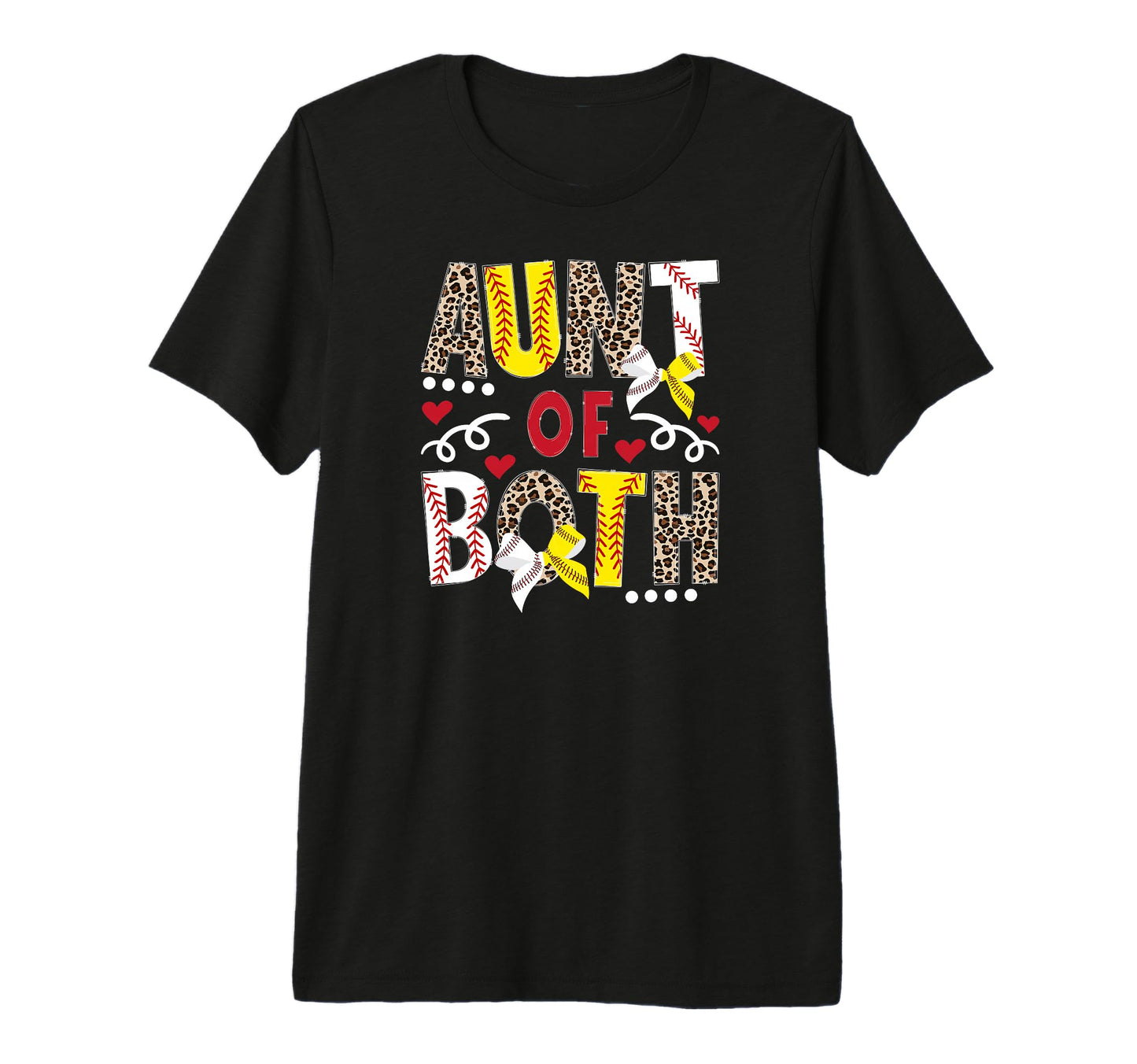Aunt Both Leopard Softball T-Shirt - Fun Novelty Design for Adults - T-Shirt, Sweatshirt, Hoodie
