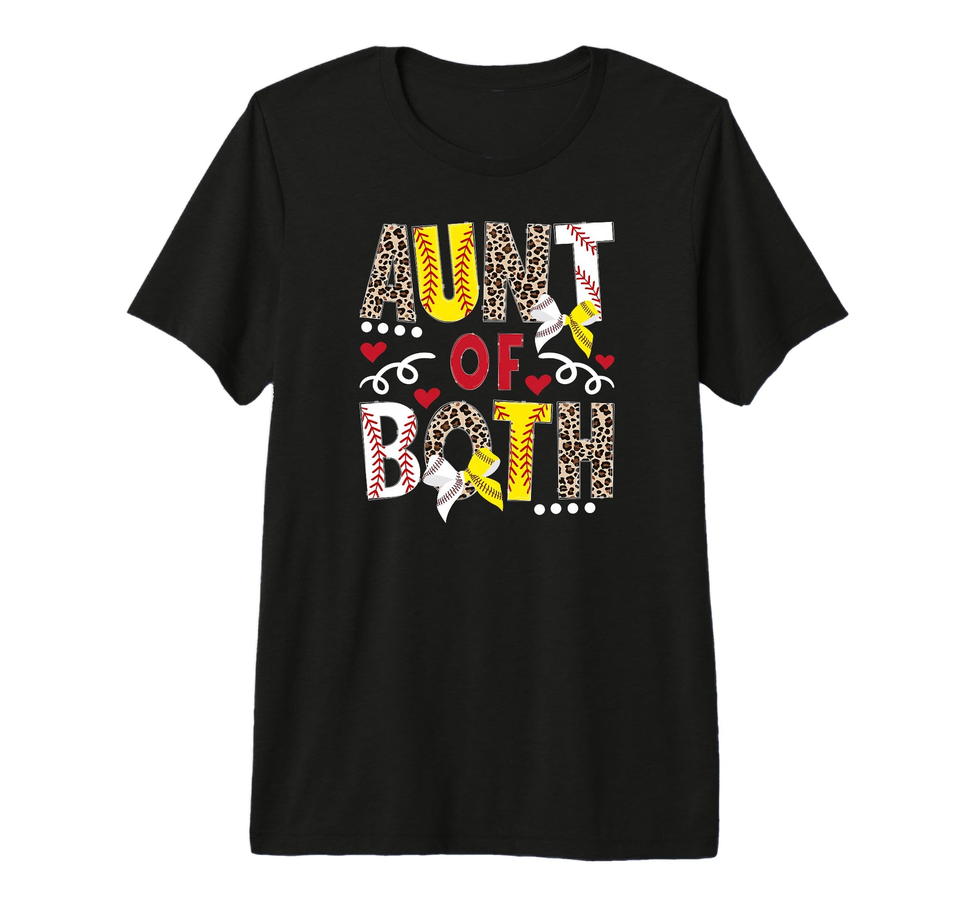 Aunt Both Leopard Softball T-Shirt - Fun Novelty Design for Adults - T-Shirt, Sweatshirt, Hoodie