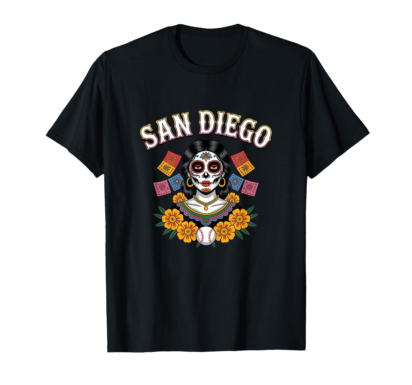 San Diego Sugar Skull Baseball Dia De T-Shirt - Graphic Print Men Women - T-Shirt, Sweatshirt, Hoodie