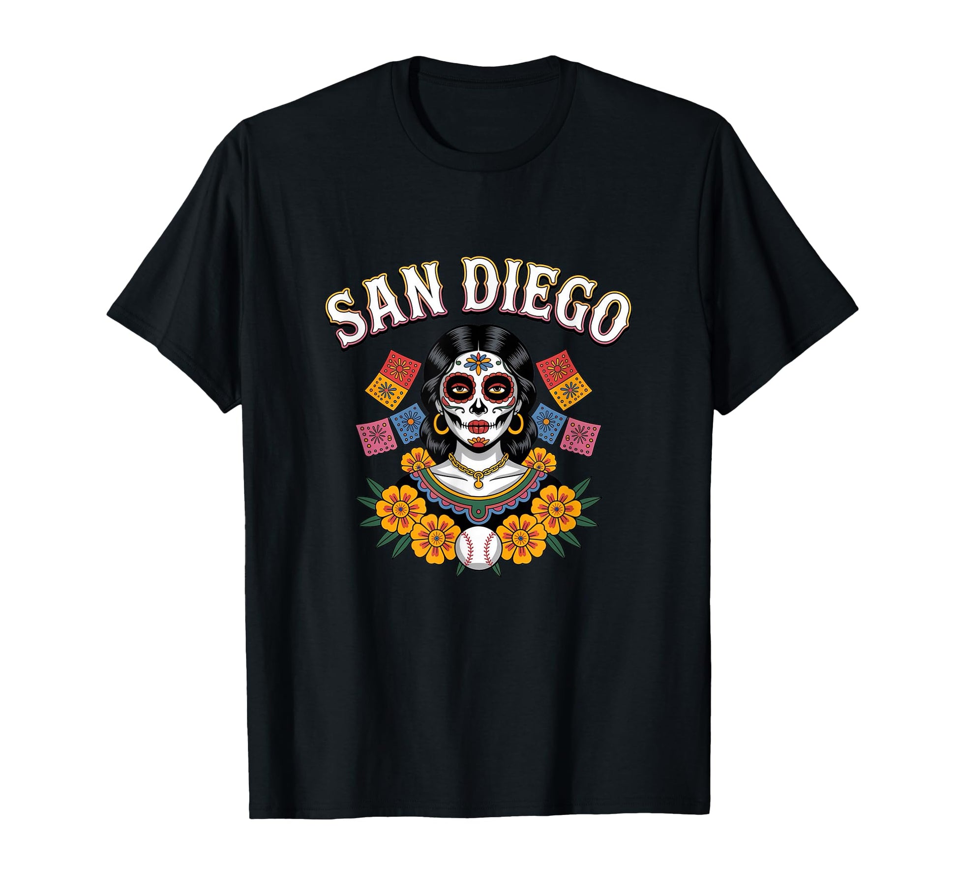 San Diego Sugar Skull Baseball Dia De T-Shirt - Graphic Print Men Women - T-Shirt, Sweatshirt, Hoodie