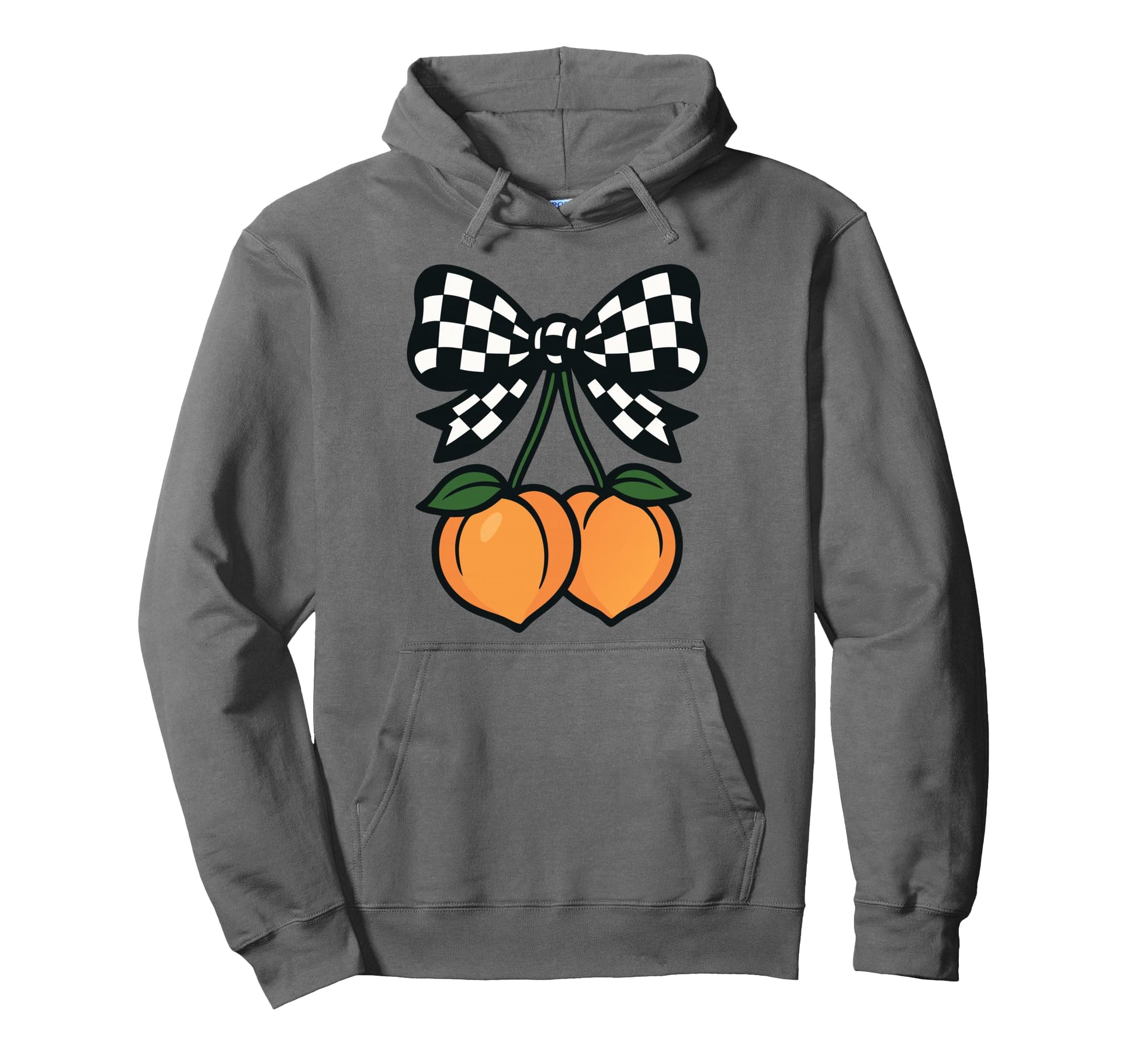 Coquette Peach Aesthetic Checkered Hoodie - Fun Novelty Design Men Women - T-Shirt, Sweatshirt, Hoodie
