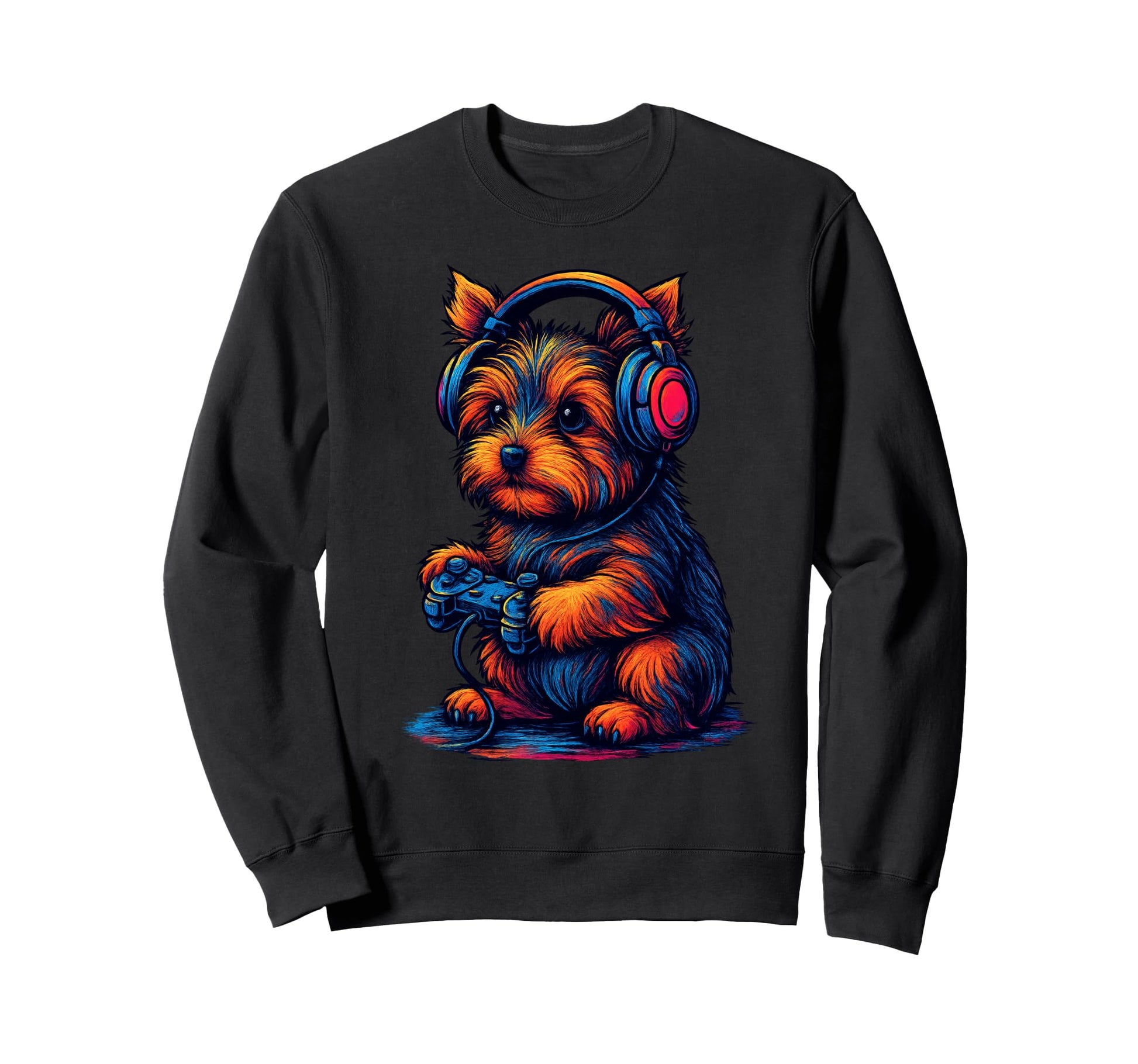 Yorkshire Terrier Gamer Gaming Sweatshirt - Fun Novelty Design for Adults - T-Shirt, Sweatshirt, Hoodie
