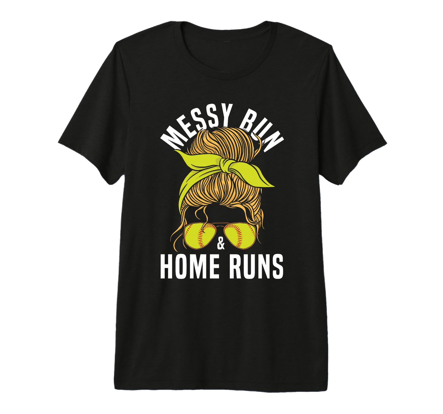 Softball Mom Messy Bun Home Runs T-Shirt - Minimalist Print Men Women - T-Shirt, Sweatshirt, Hoodie