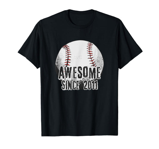 Awesome Since 2011 15 Year Old Baseball T-Shirt - Minimalist Print Unisex - T-Shirt, Sweatshirt, Hoodie