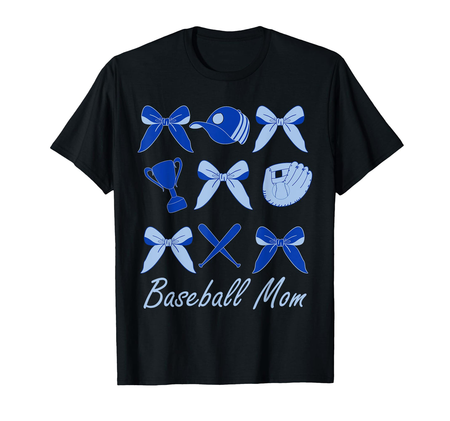 Baseball Mom Coquette Bow Blue T-Shirt - Streetwear Style Men Women - T-Shirt, Sweatshirt, Hoodie
