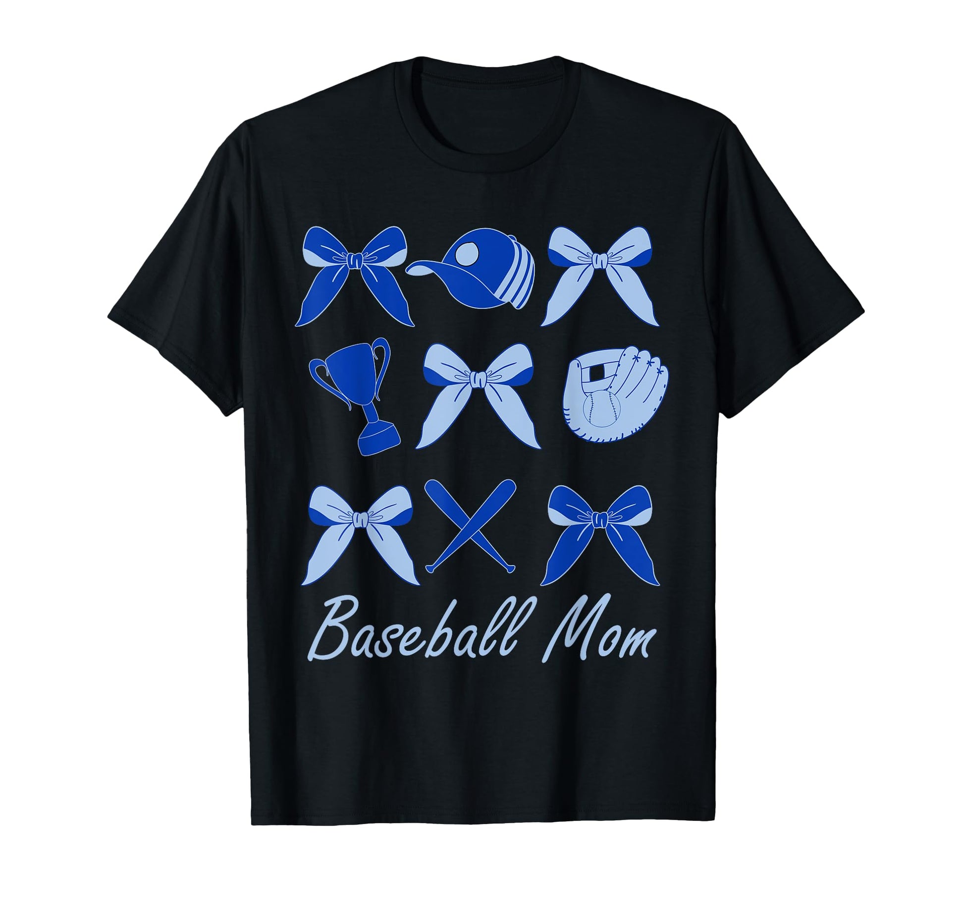 Baseball Mom Coquette Bow Blue T-Shirt - Streetwear Style Men Women - T-Shirt, Sweatshirt, Hoodie