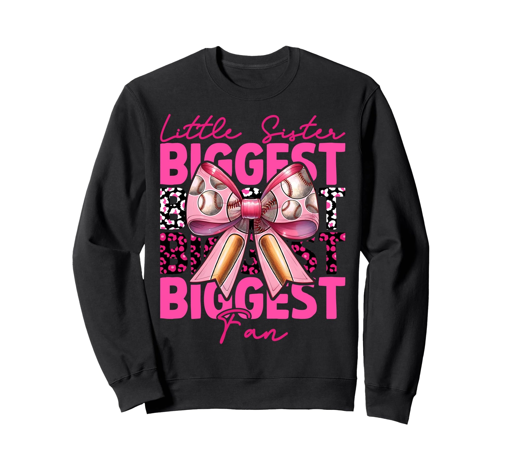 Baseball Sister Coquette Bow Little Sweatshirt - Custom Art Print Unisex - T-Shirt, Sweatshirt, Hoodie