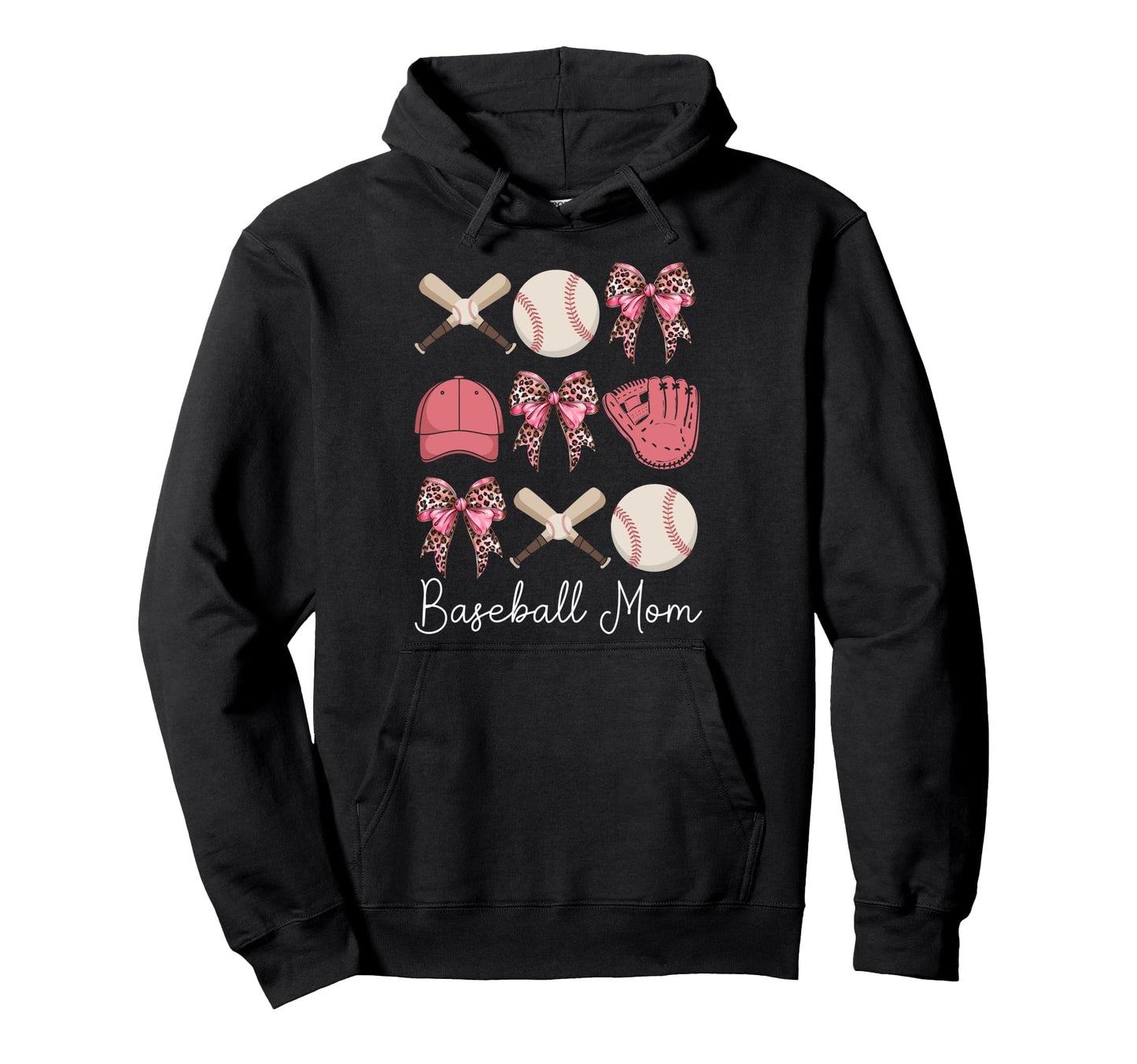 Baseball Mama Coquette Bow Baseball Hoodie - Aesthetic Graphic Men Women - T-Shirt, Sweatshirt, Hoodie
