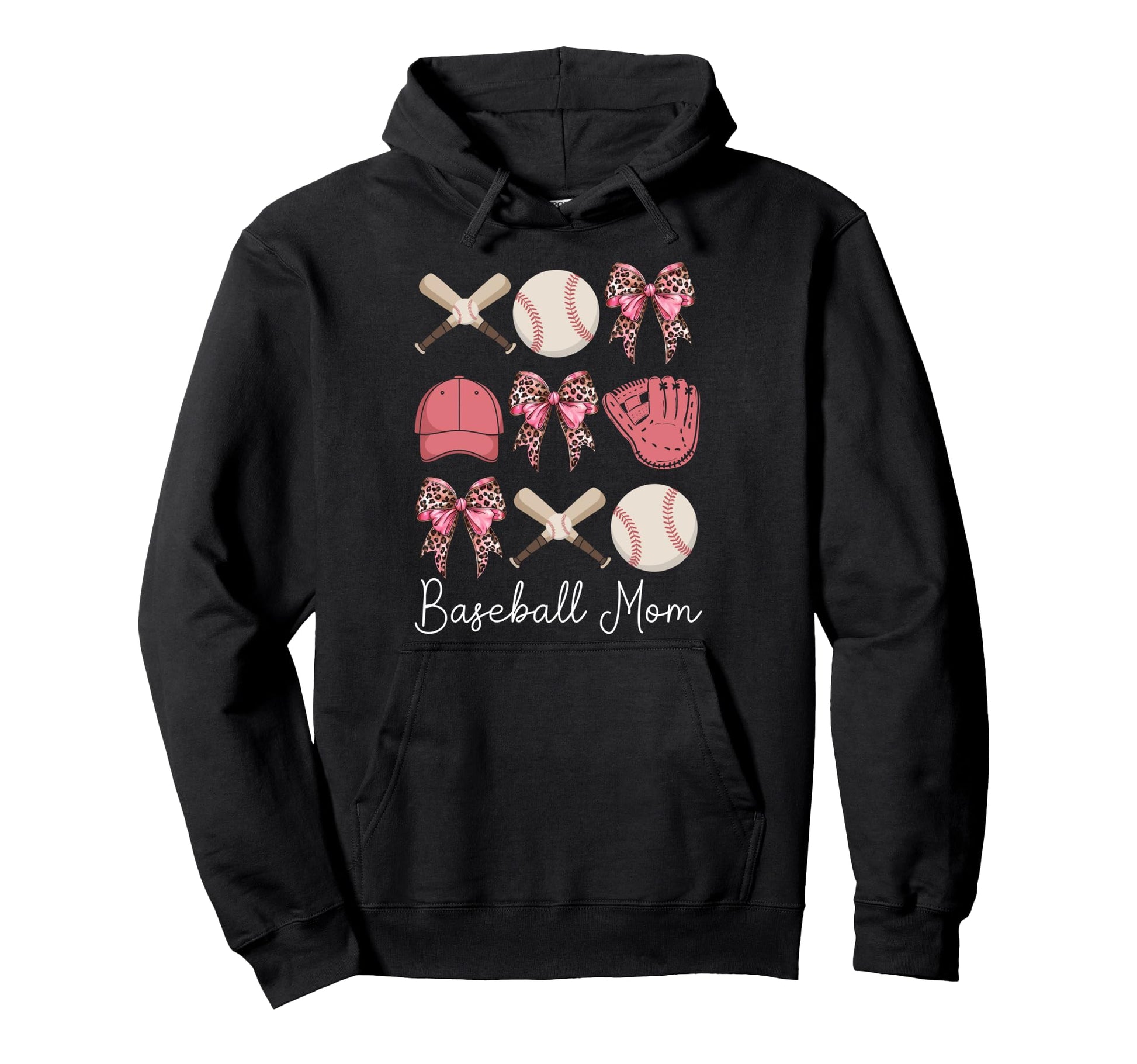 Baseball Mama Coquette Bow Baseball Hoodie - Aesthetic Graphic Men Women - T-Shirt, Sweatshirt, Hoodie
