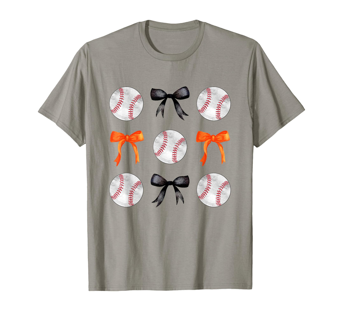 Orange Black Baseballs Bows Ball Mom T-Shirt - Graphic Print Men Women - T-Shirt, Sweatshirt, Hoodie