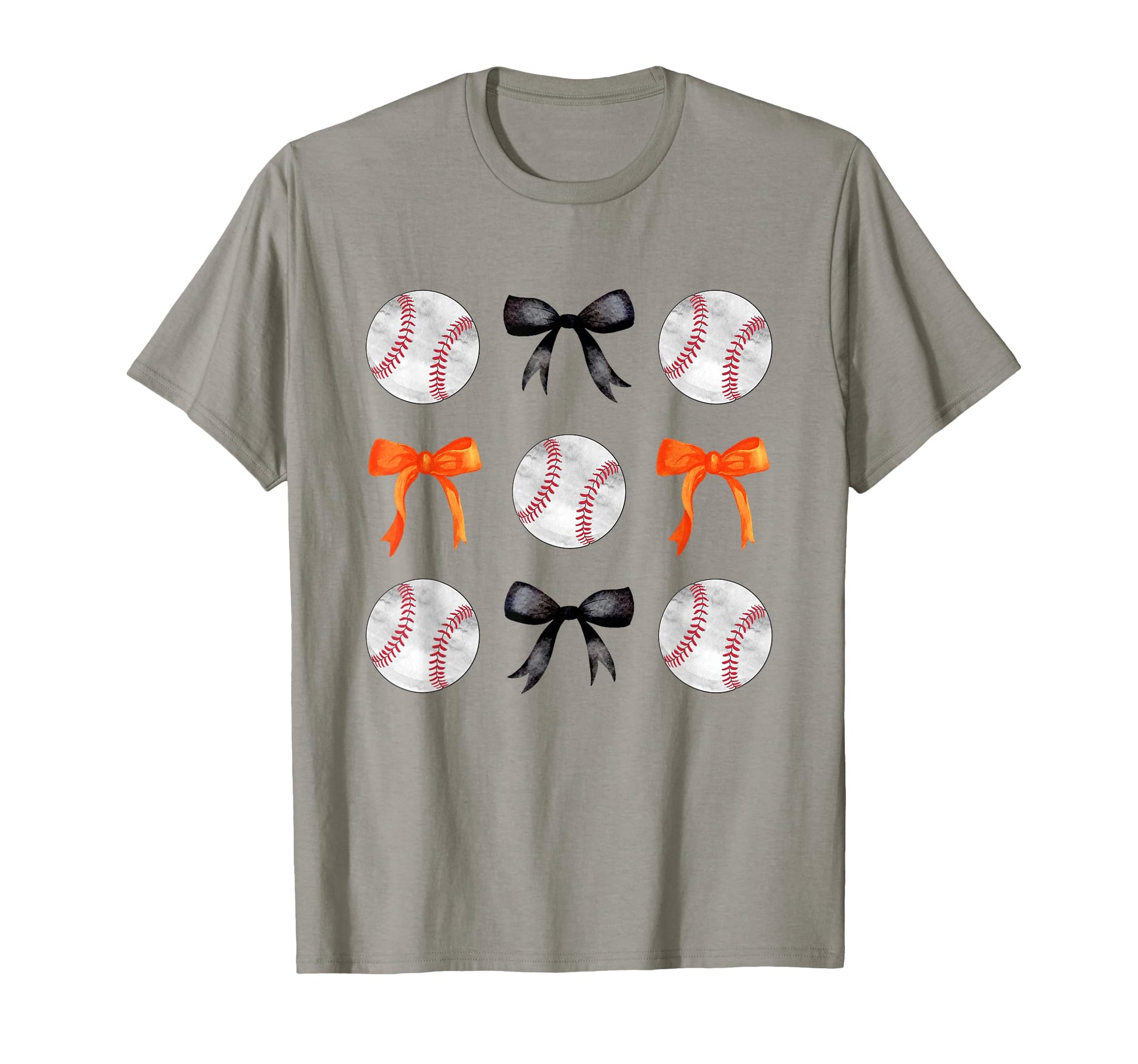 Orange Black Baseballs Bows Ball Mom T-Shirt - Graphic Print Men Women - T-Shirt, Sweatshirt, Hoodie