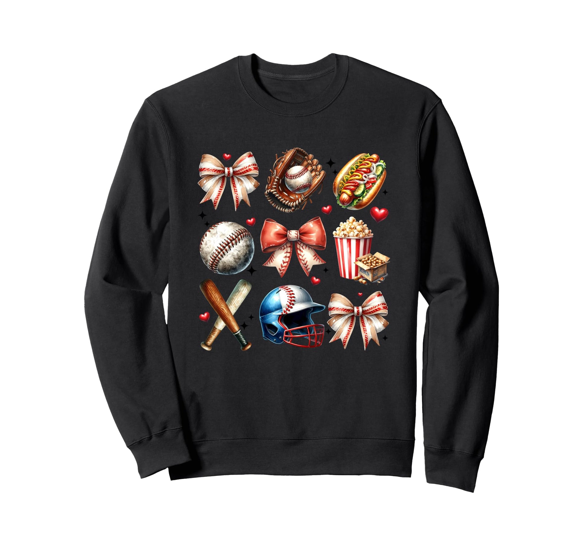 Baseball Fun Hot Dogs Popcorn Sweatshirt - Casual Everyday Wear Men Women - T-Shirt, Sweatshirt, Hoodie