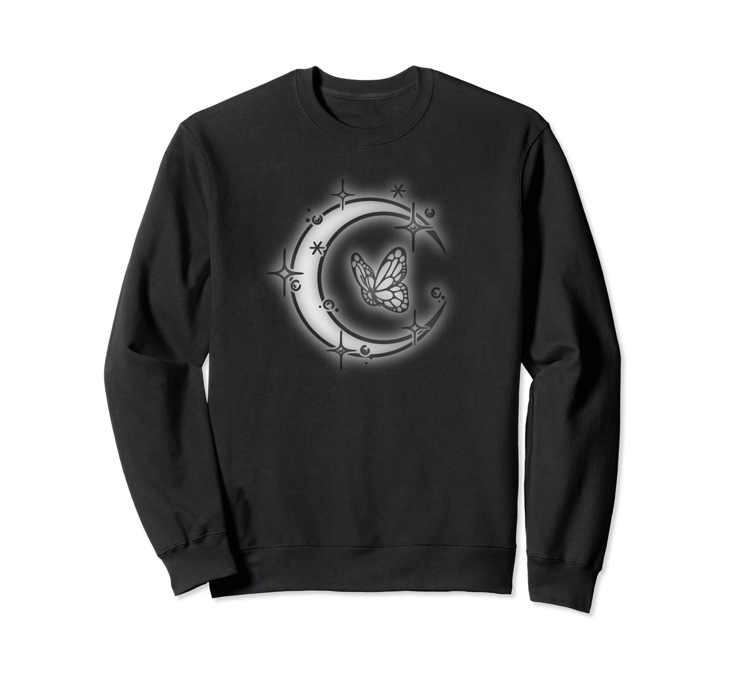 Butterfly And Moon Glow Starry Sky Sweatshirt - Custom Art Print Men Women - T-Shirt, Sweatshirt, Hoodie
